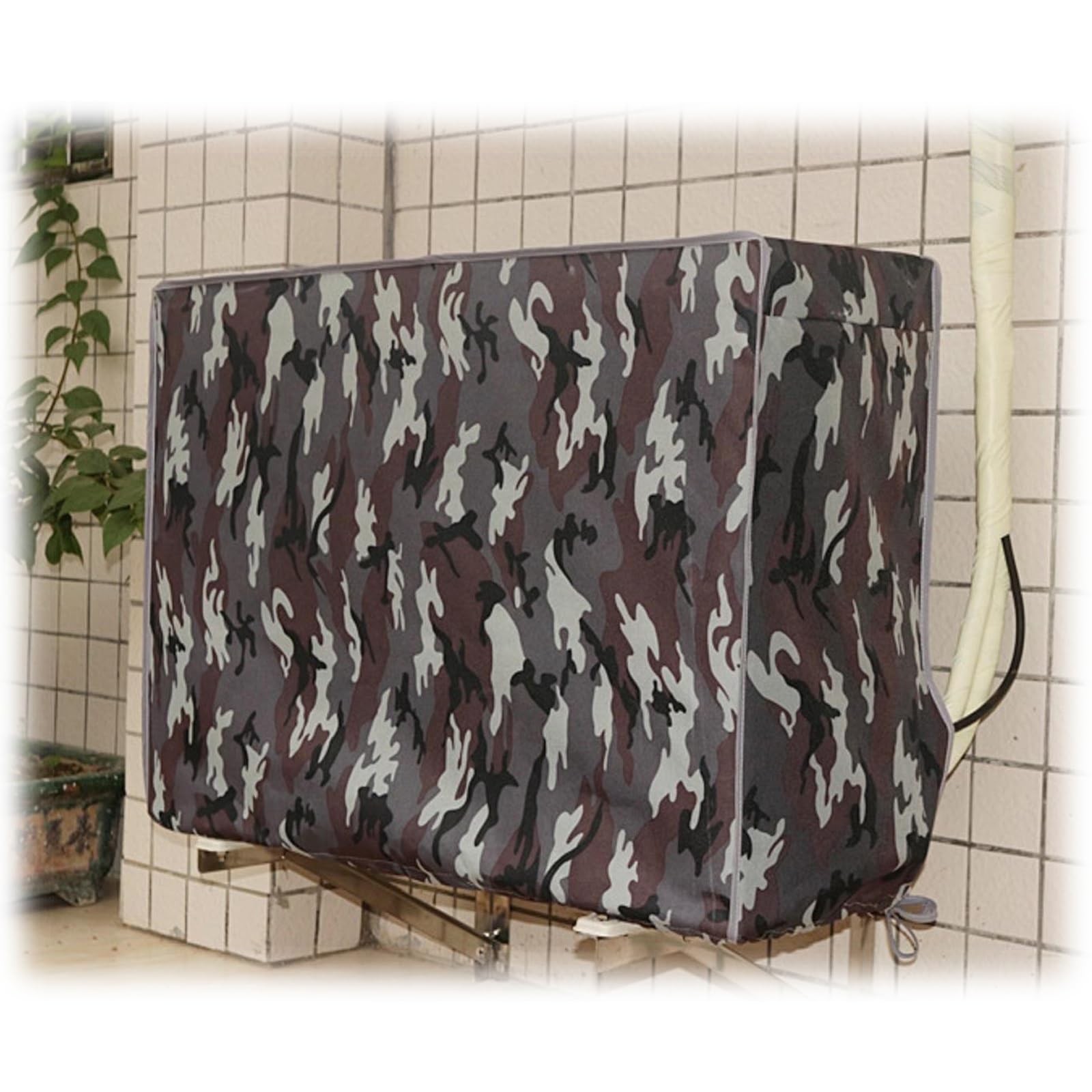 Funda Aire Acondicionado Exterior, Color Camuflaje Cubierta Aire Acondicionado Exterior para Equipos Externos, Tela Impermeable y Resistente al Viento(Gray,100x80x43cm/39x32x17in)
