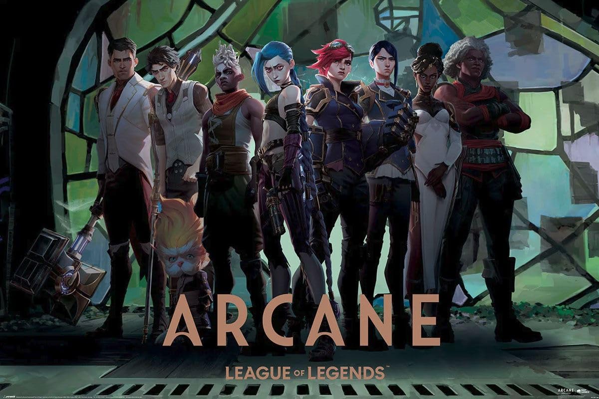 Grindstore Arcane Characters In Zaun Maxi Poster - Black Gloss Framed - Framed Poster Print, Wall Decor/Art, Home Gift Idea, For Living Room, Bedroom, Home or Office Display