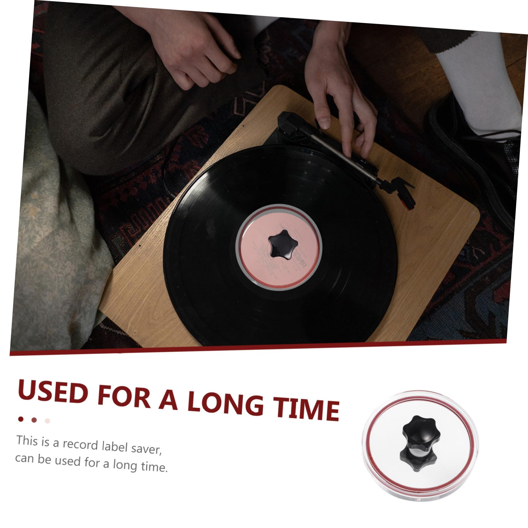 jojofuny 1pezzi Acrylic Record Label Saver Protezione Per Pulizia Dischi Vinile Con Manico Ergonomico e Design Compatto