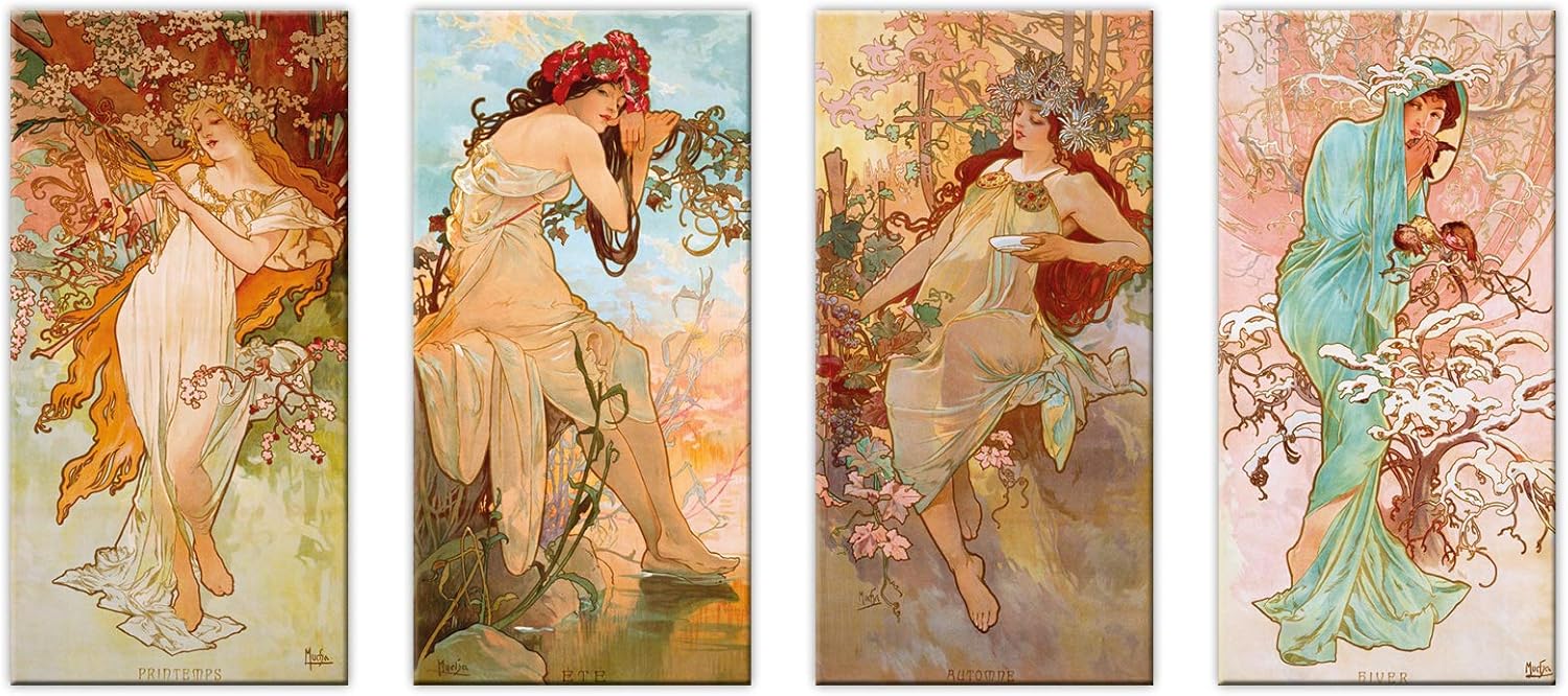 Tableau D’art Sur Toile Alfons Mucha – Moderne, Avec Cadre – 63x93 Cm – Prêt à Poser