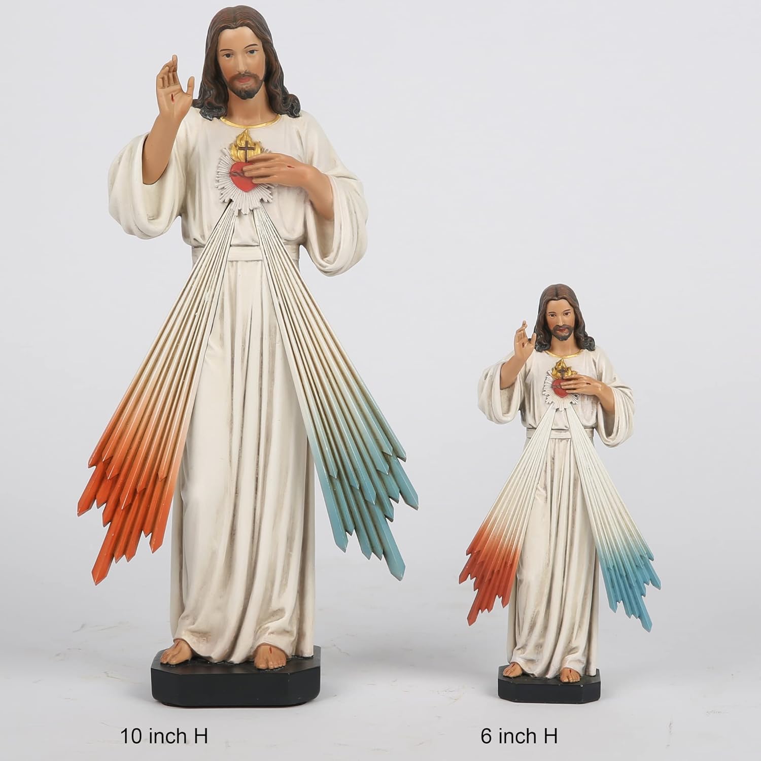 BC Catholic Divine Mercy Jesus Christ Statue, 10" H Sacred Heart of Jesus Figure, Catholic Statue, Religious Gift, Mercy, Forgiveness, Trust in God, Handpainted Sculpture by Buildclassic