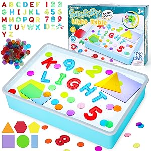 Mesa de Luz Montessori, Juguetes Sensoriales Autismo, 149pcs Juegos de Juguetes Sensoriales Lúdicos Y Creativos, Juguetes Montessori Educativos Preescolares para 3 4 5 6 7 8 Niños