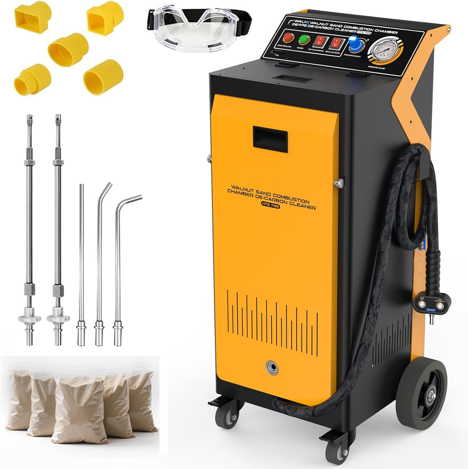 Walnut Blaster Kit for Carbon Cleaning, with 5 Adapters & 5 Blasting Nozzles Dual-Mode Air/Blasting Walnut Blaster for Combustion Chamber, Intake Valves & Manifold De-Carbon Cleaning, 1400W