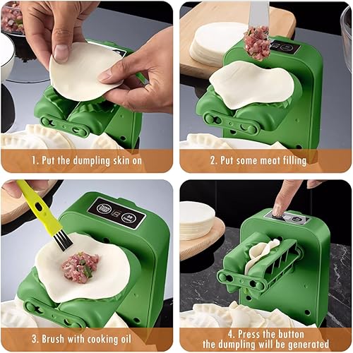 Miniatura 5 de OneNine Nueva máquina eléctrica para hacer albóndigas 2023, máquina automática de gyoza fácil con cuchara y cepillo, 2 modos para envolver bolas de