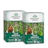 Organic India Original Tulsi Tea - Herbal Tea, Holy Basil and African Basil Calming and Stress Relief Tea, Immune Support, USDA Certified Organic, Non-GMO, Caffeine-Free - 18 Infusion Bags, 2 Pack