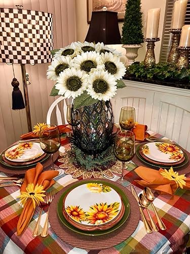 Miniatura 5 de 8 girasoles artificiales de 25 pulgadas de tallo largo, flores artificiales grandes de girasoles falsos a granel, girasoles artificiales de seda