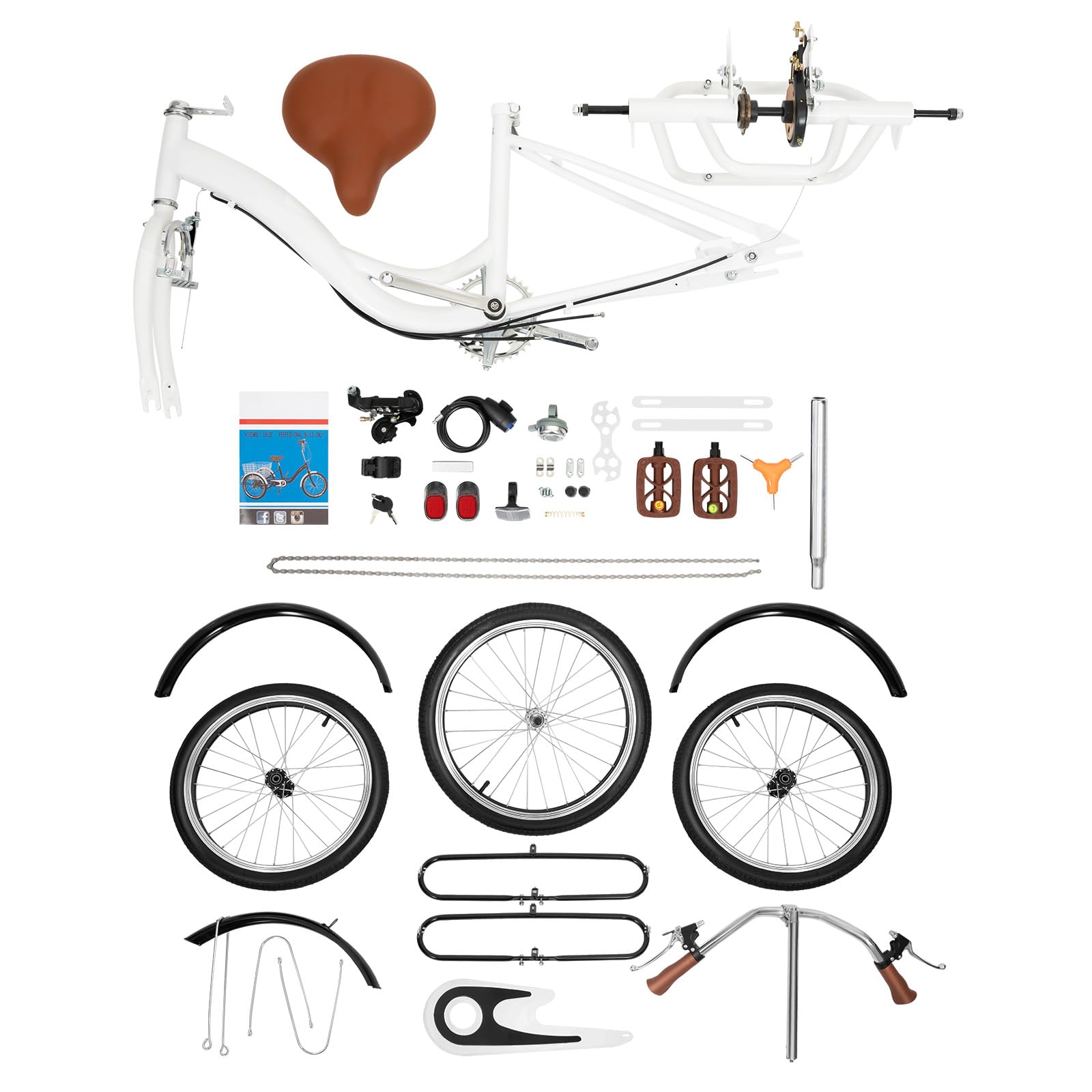 Triciclo adulto bicicleta 3 ruedas adulto triciclo ajustable en altura para adulto triciclo con cesta de velocidad única crucero en triciclo, para adultos y ancianos, carga máxima 110 kg