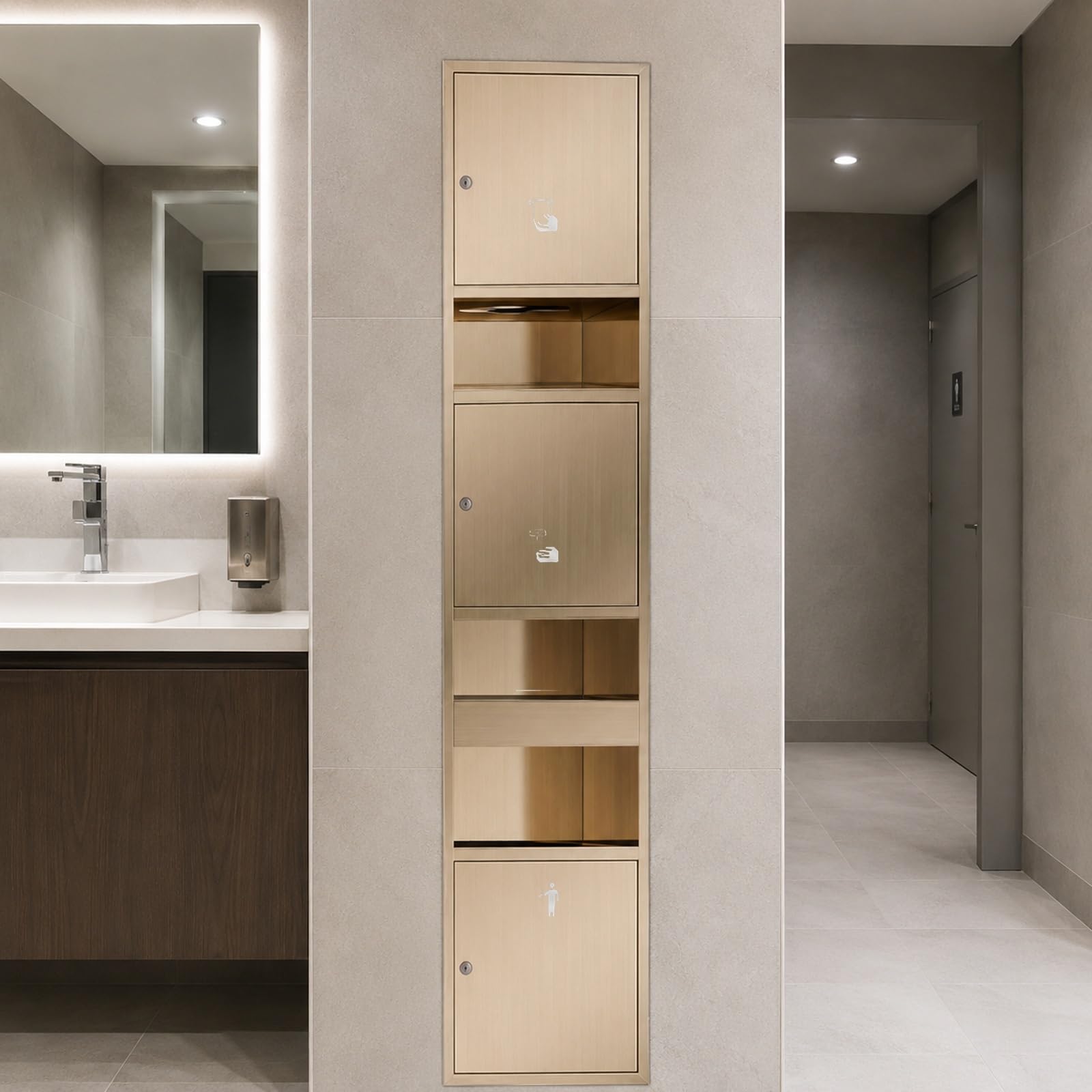 Recessed Toilet Roll Holder | Niche Trash Can | Ttrash Can Niche Bathroom