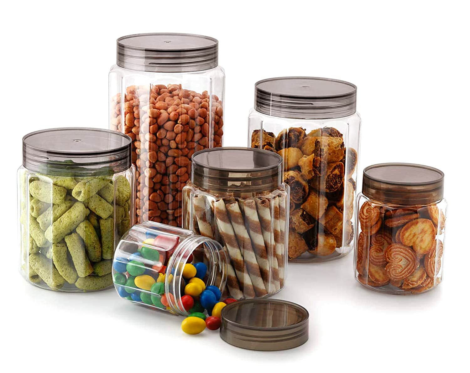 Kuber Industries Plastic Containers, Set of 18 (Brown)