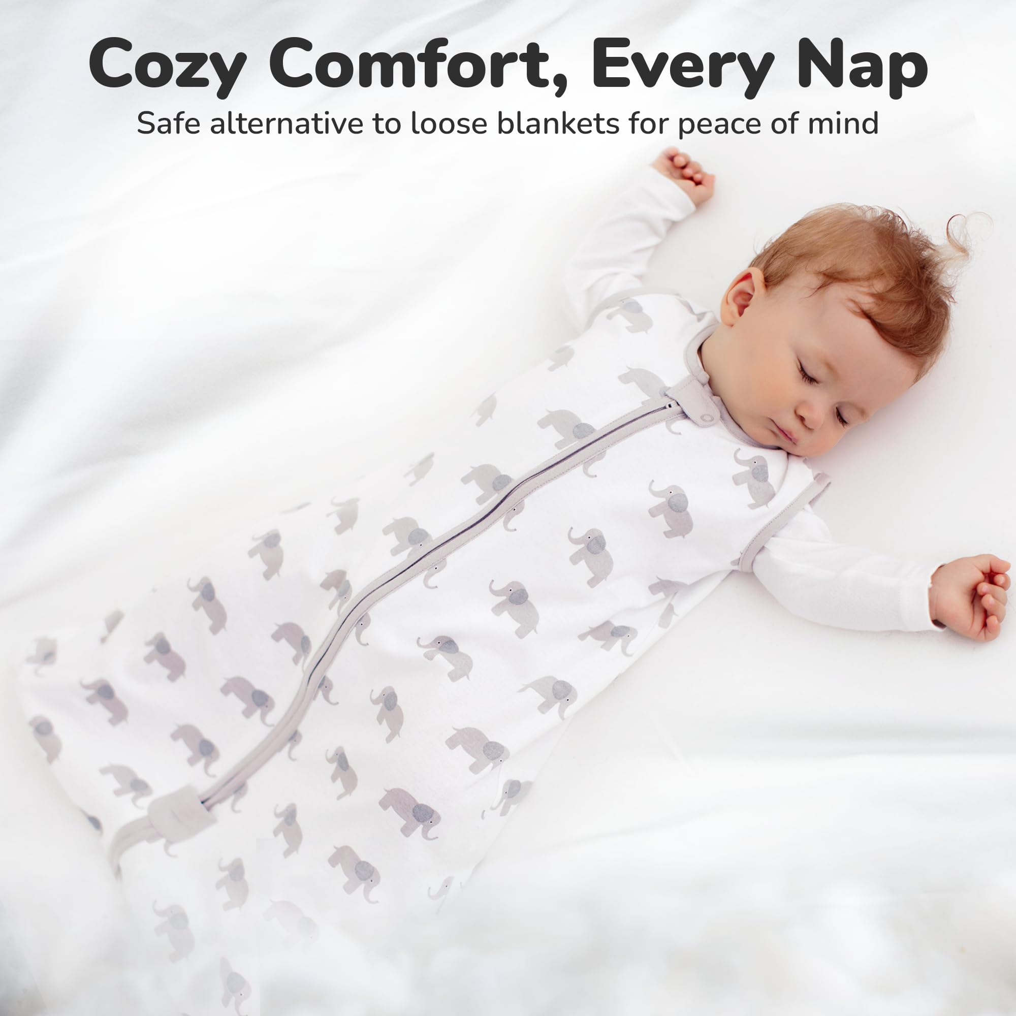 Mama Cheetah Sacco nanna da 2,5 TOG, in cotone organico, con cerniera a due vie, Swaddle Transition Baby Sleeping Bag for Newborn Infant Toddler Boy Girl, 18-24 mesi