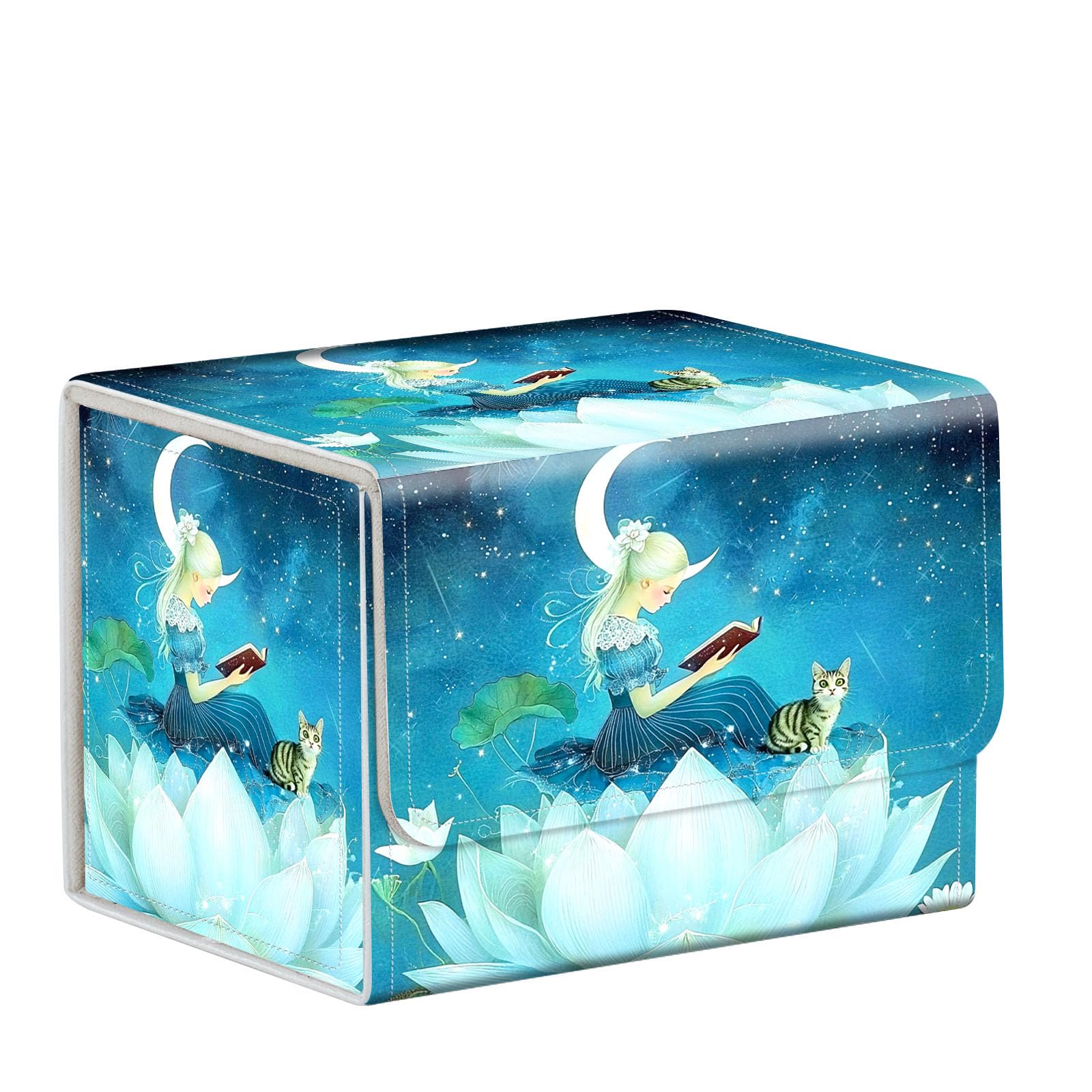 ETLKJVBL for MTG Card Storage Solution, Girl Sitting on the Flower for MTG Card Box and Commander Decks, High Capacity Anime Card Sleeves for Mtg Deck Box, Designed Specifically for Mtg Players