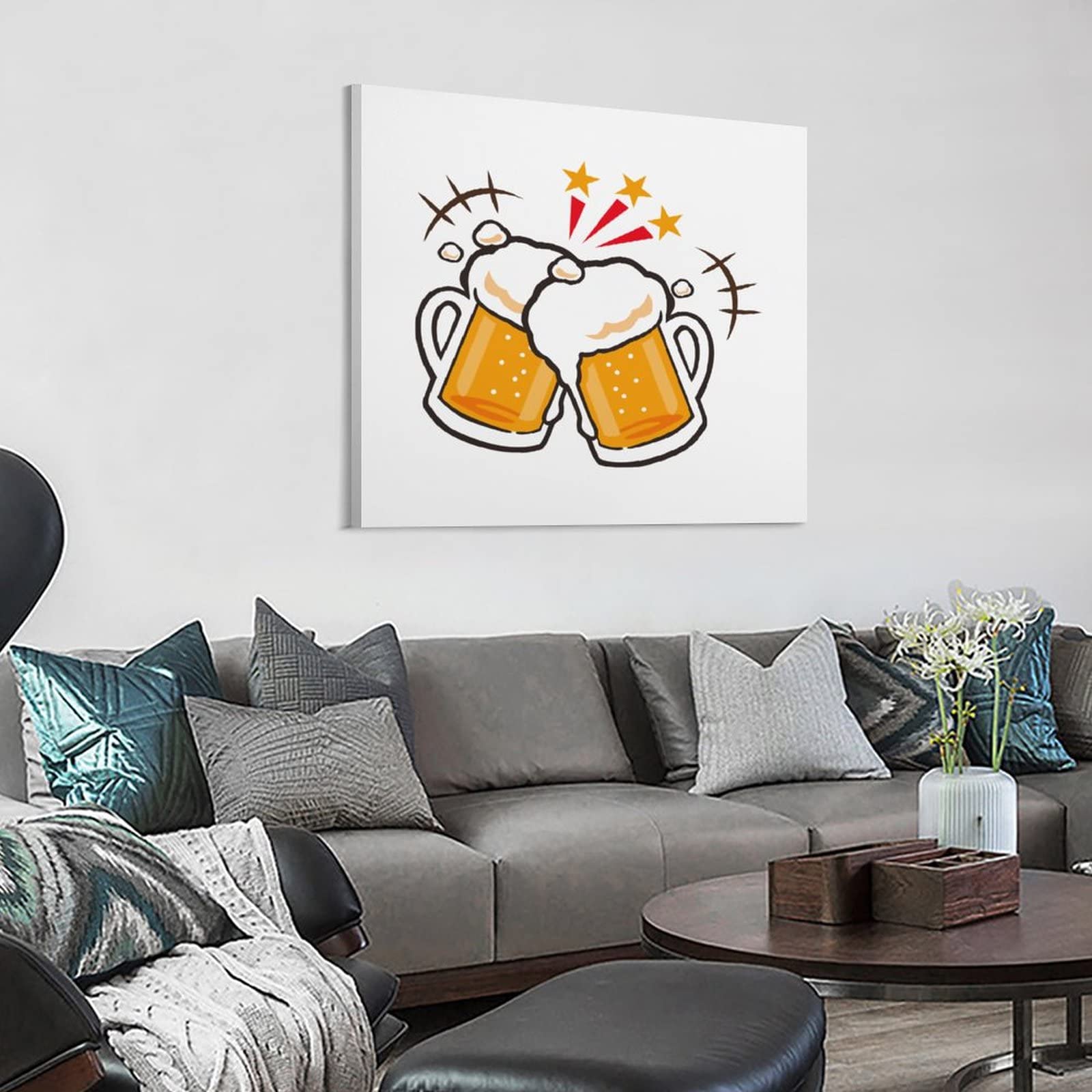 Amazon.co.jp: アートパネル 装飾画 ビール 乾杯 イラスト アート
