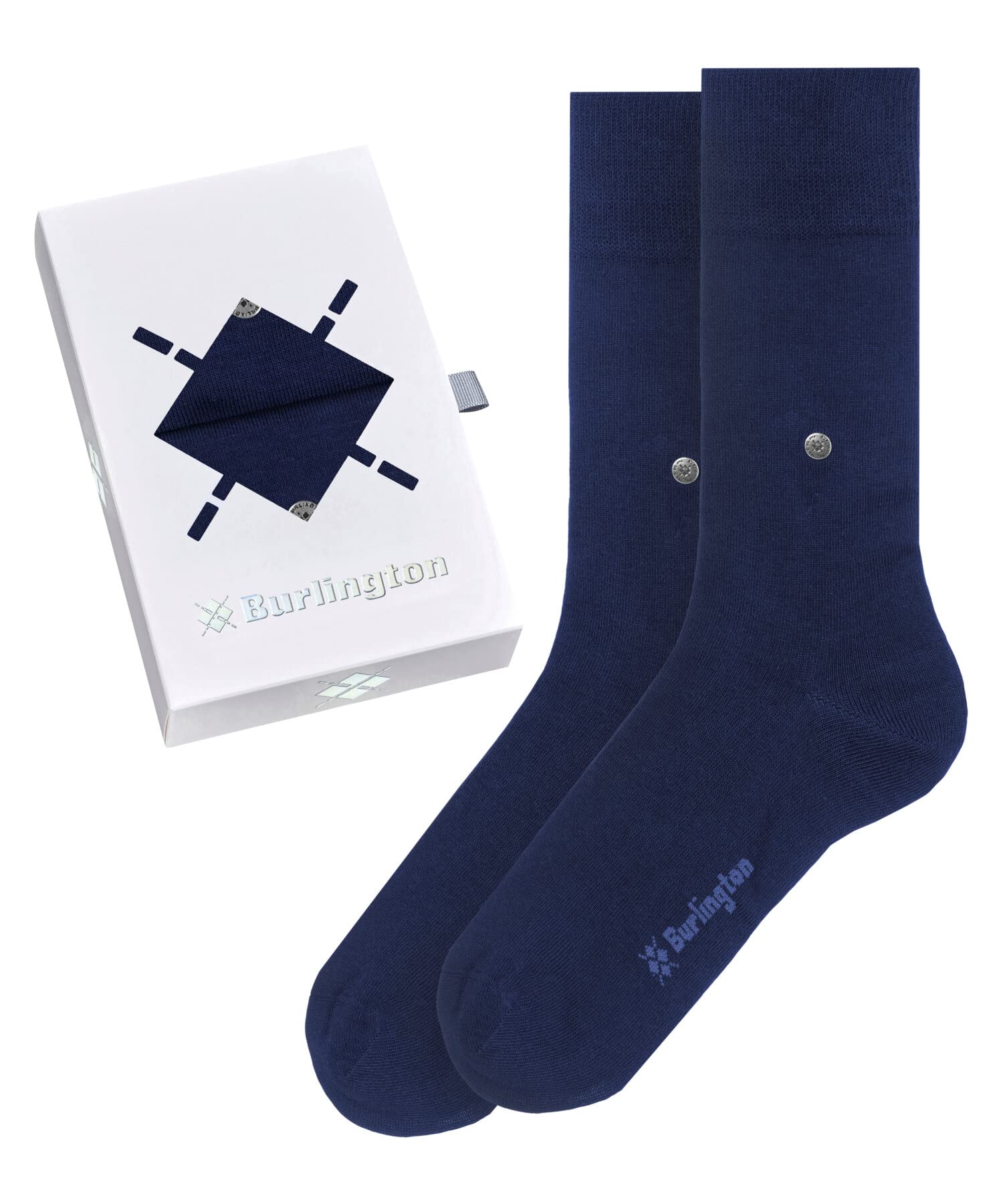 Burlington Basic Uni Gift Box M So coton unies lot de 2 paires, Chaussettes Homme, Bleu Royal Blue 0040, 40-​46