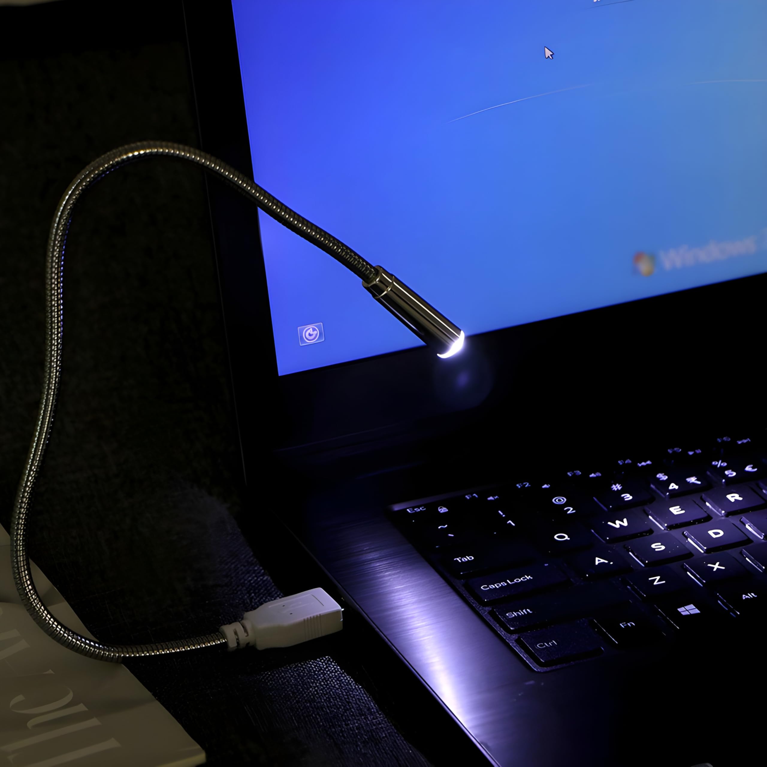 THE. NookGlow USB LED Desk Lamp, Flexible Gooseneck Eye-Caring Reading Light with Adjustable Brightness | USB-Powered Keyboard Lamp for Laptop/PC/Desktop | Emergency Night Light Illumination-image-36
