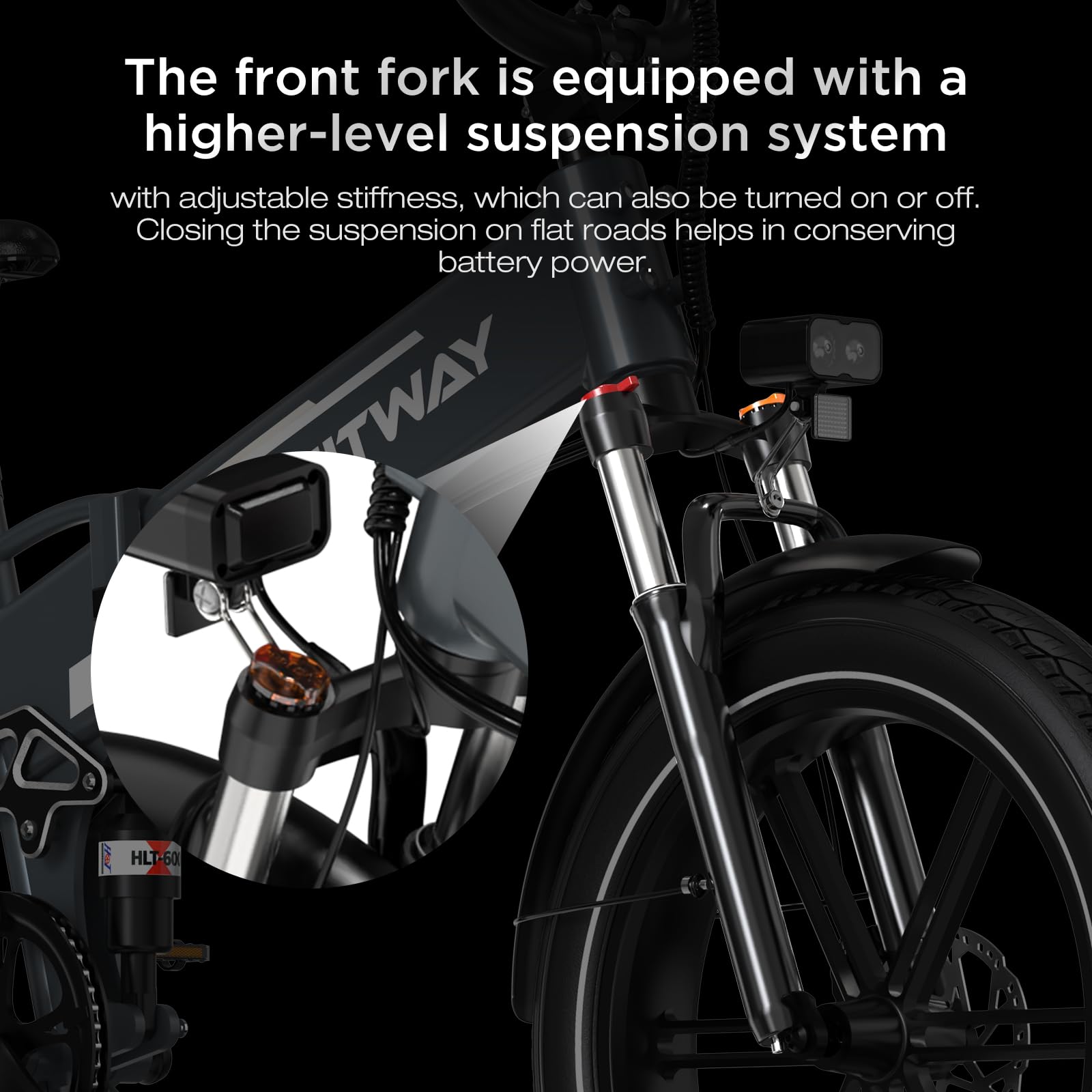 HITWAY Bici Elettrica, Pieghevole 250W E-Bike Adulto, Autonomia 70-120 km, 20" × 4.0 Fat Tire Bicicletta Elettrica, Controllo APP, 7 velocità, BK10S PRO