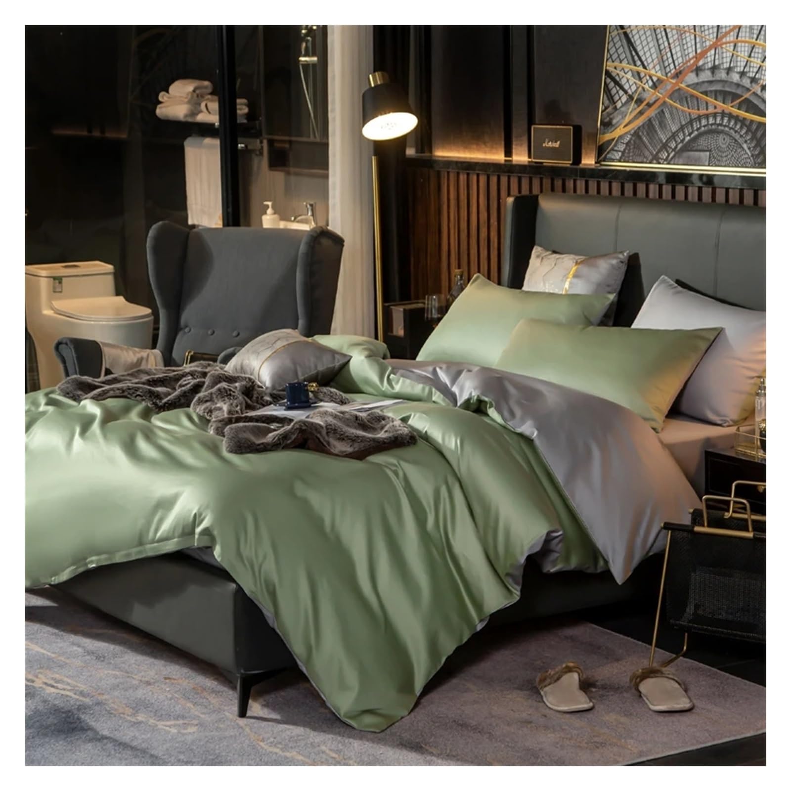 クイーンサイズのキルトカバーとシーツのセットです。 Amazon｜ベッドスプレッド コットンキルト3点セット クイーンサイズ