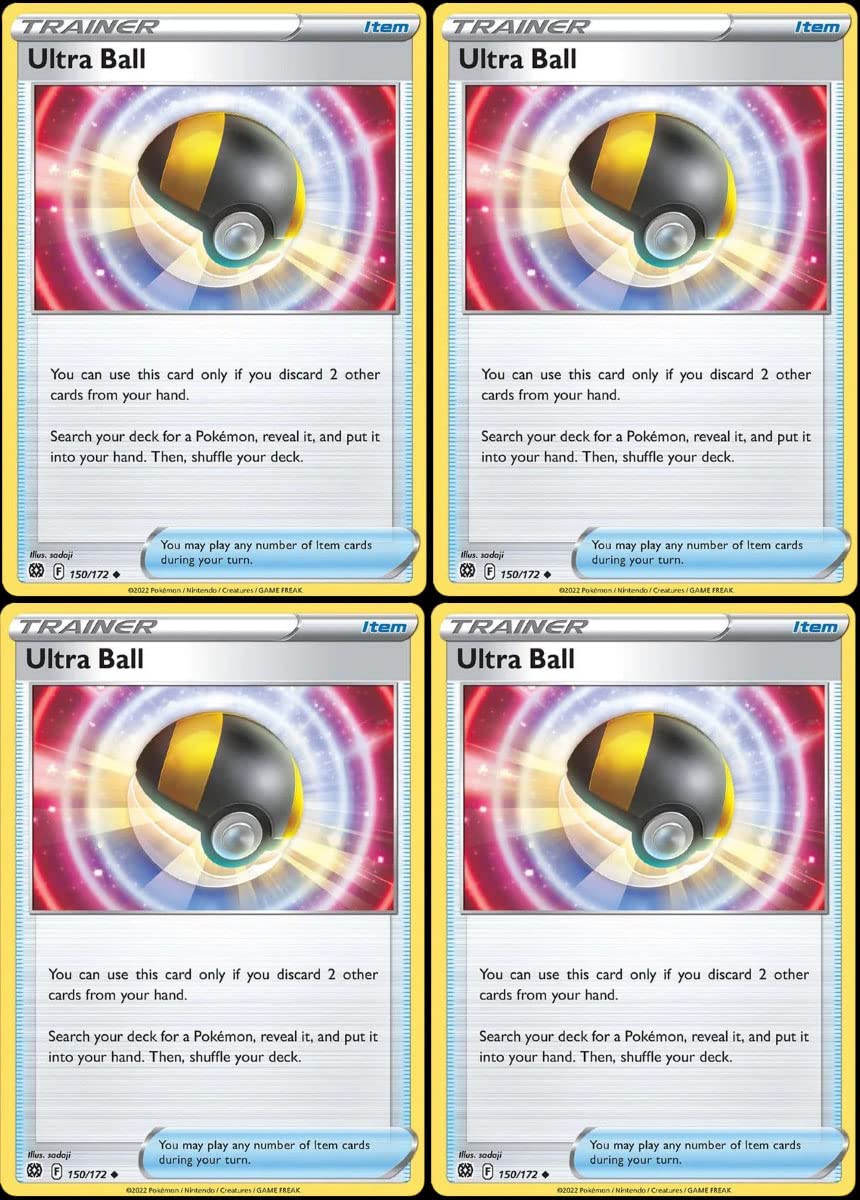 Ultra Ball 150 172 - Brilliant Stars - Pokemon Trainer Card Lot Playset x4