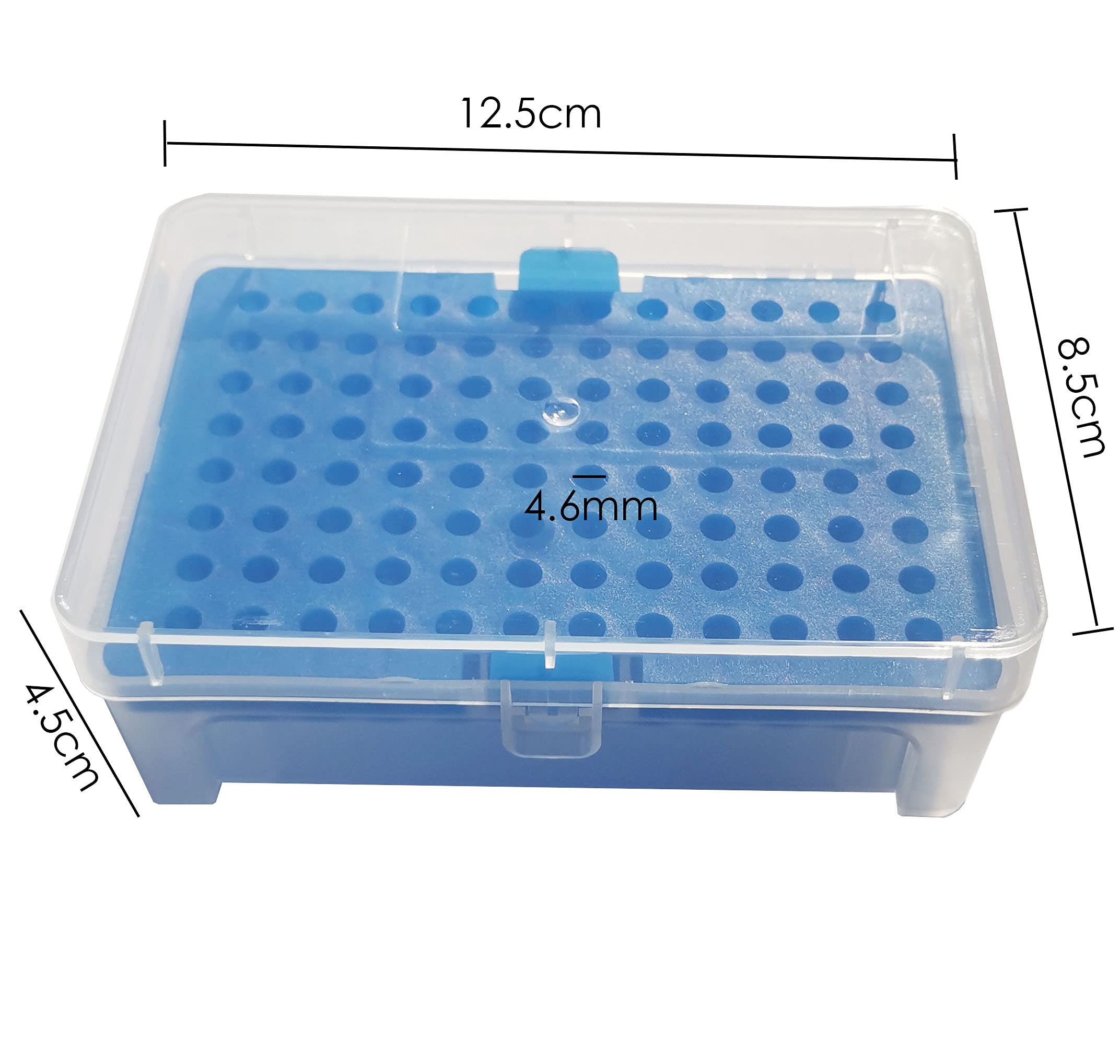 ZHIBANG Caja vacía de la punta del pipeta del polipropileno de 10ul, caja de 96 posiciones de las puntas de la pipeta, azul