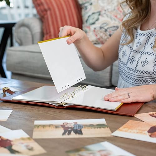 Miniatura 6 de Álbum de fotos portátil autoadhesivo  Carpeta de cuero vegano en blanco para álbumes de recortes con espacio de escritura y 20 hojas adhesivas (40
