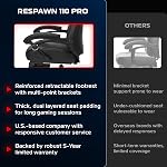 RESPAWN 110 Bonded Leather Gaming Chair with Lumbar Support, Padded Arms, Recline/Tilt Tension Controls, 275lb Max Weight, with Wheels for Computer/Desk/Office, Gray, Grey