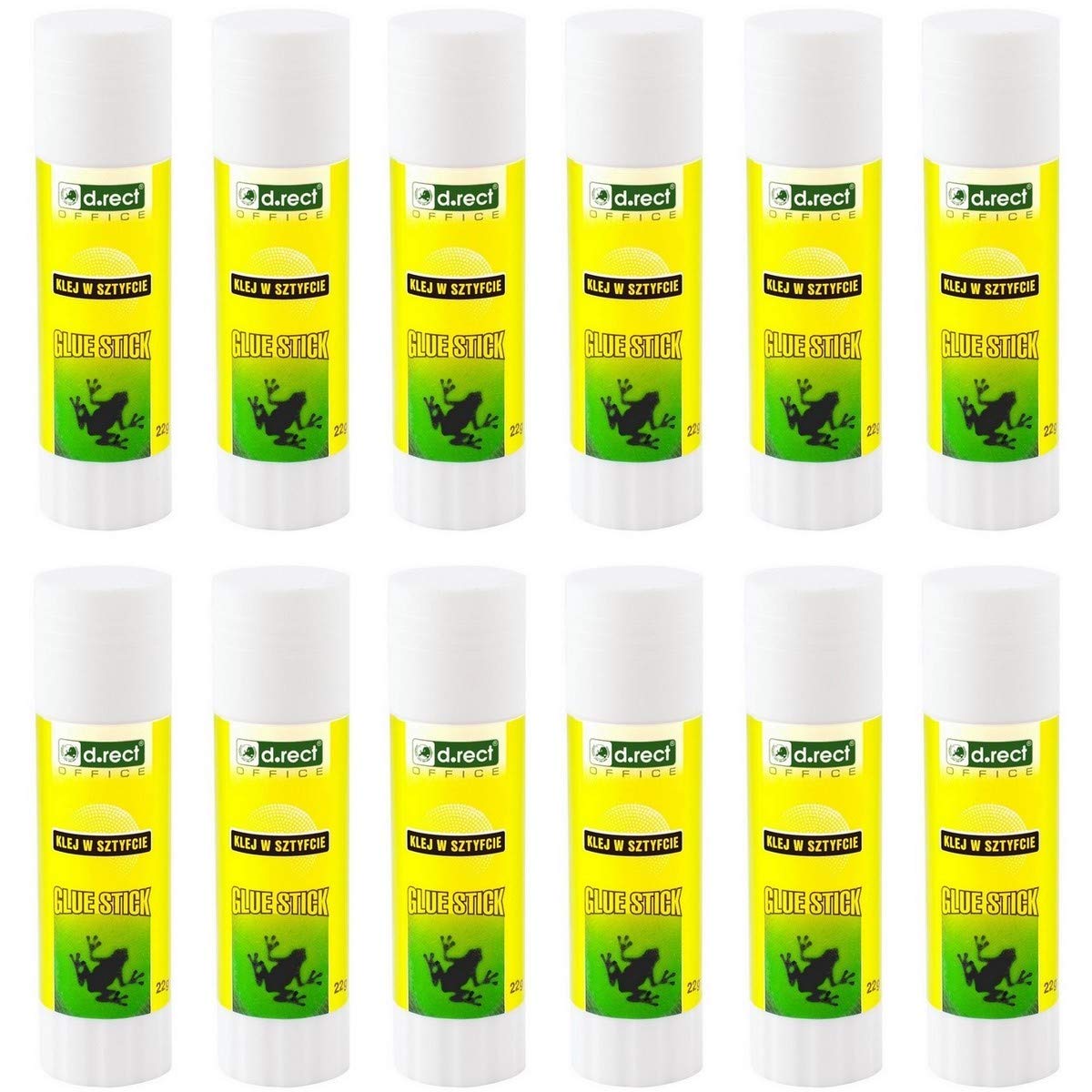 D.RECT Glue Stick 12-Pack 22 g – PVA Glue for Craft Art Scrapbooking – Odourless, Washable – Strong Hold for Paper, Card, Photos & Fabric – Smooth, Wrinkle-Free Application