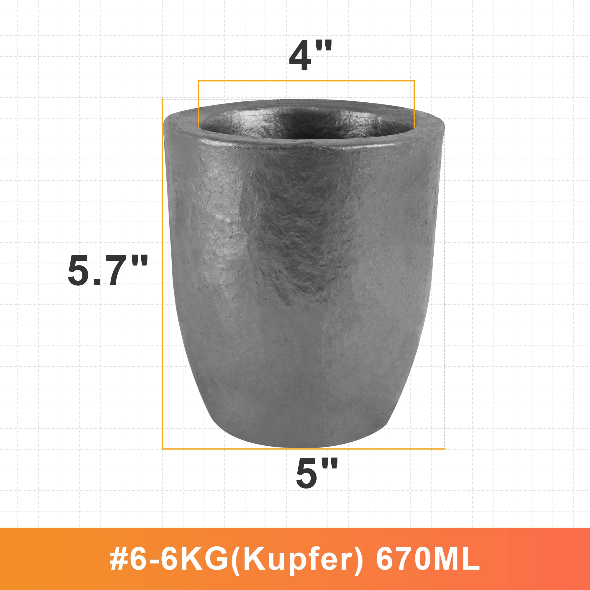 6KG-640ML carburo di silicio crogiolo di grafite,Crogiolo per fusione del metallo,Resistere alle alte temperature di 1800 (3272° F,Fusione di fusione raffinazione di alluminio oro argento rame