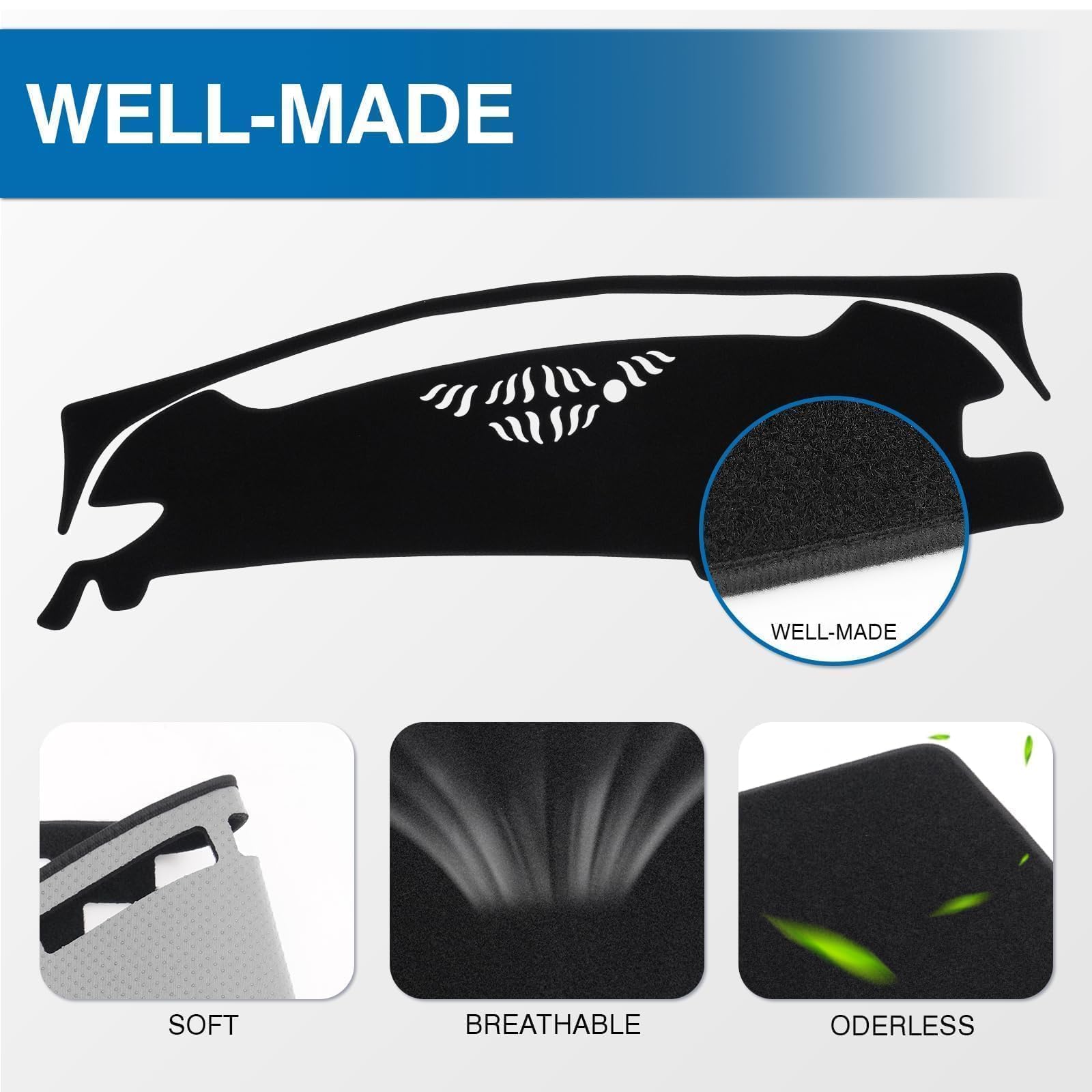 KUST Copertura per cruscotto nera per Kia Sportage (ibrida)/NQ5 2023 2024 2025, copertura per cruscotto in poliestere, antiscivolo, copertura per la console centrale, accessori interni per Kia