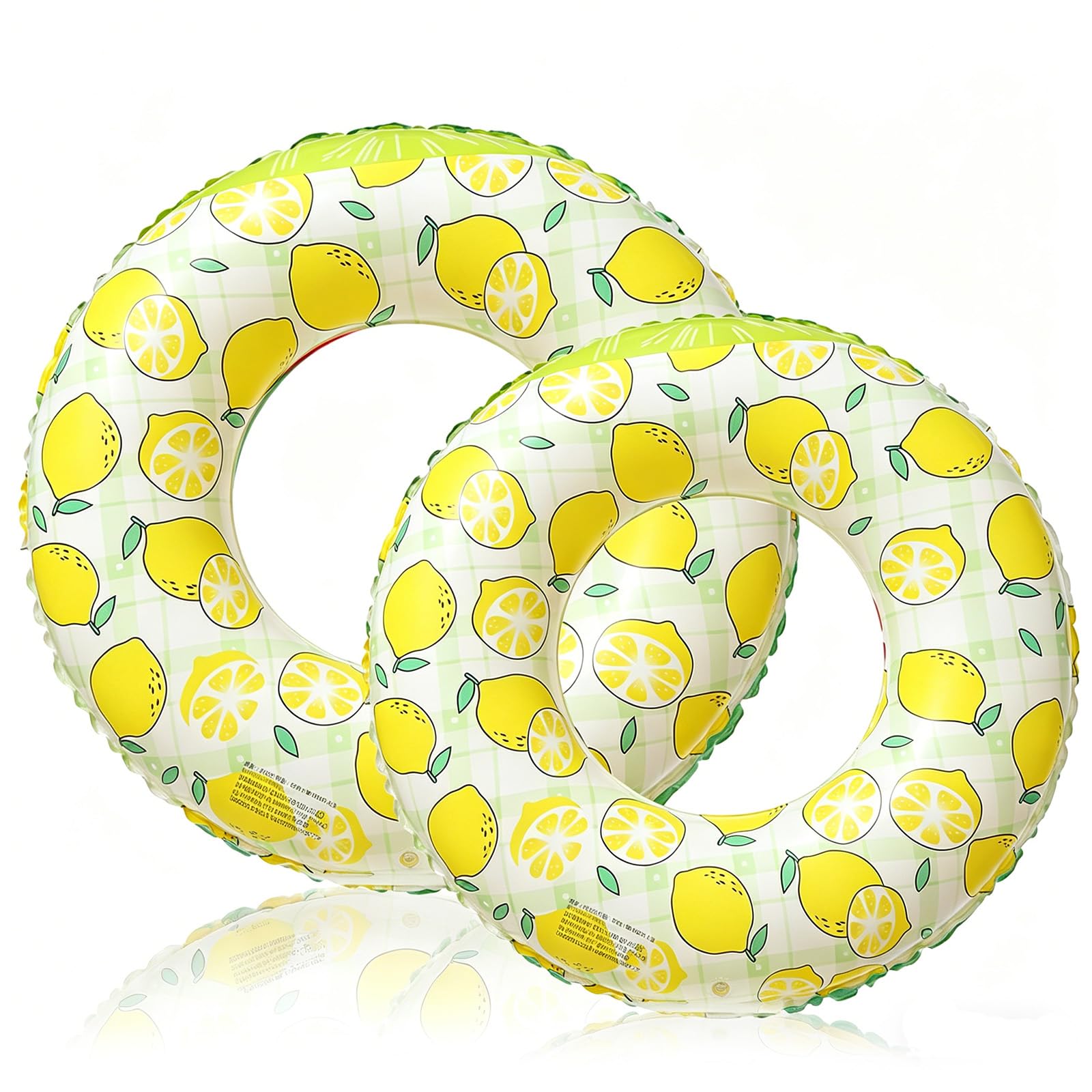 2pcs Swimming Ring Inflatable Rubber Rings for Kids Adults,70/90cm Lemon Inflatable Pool Ring Floaties Swim Rings Water Float Inflatables Pool Floats for Boys Girls Men Women Beach Summer Water Party