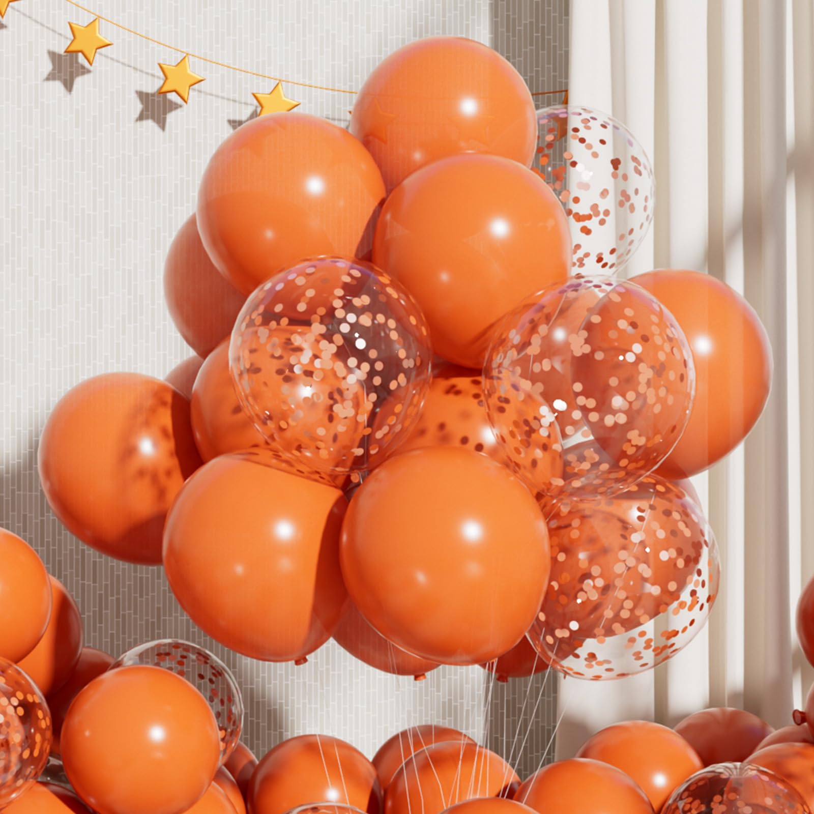 RainbowQ Party 55PCS Orange Balloons with Confetti, 12 Inch Latex Balloon Helium for Anniversary Birthday Wedding Graduation Party Decorations — image 1