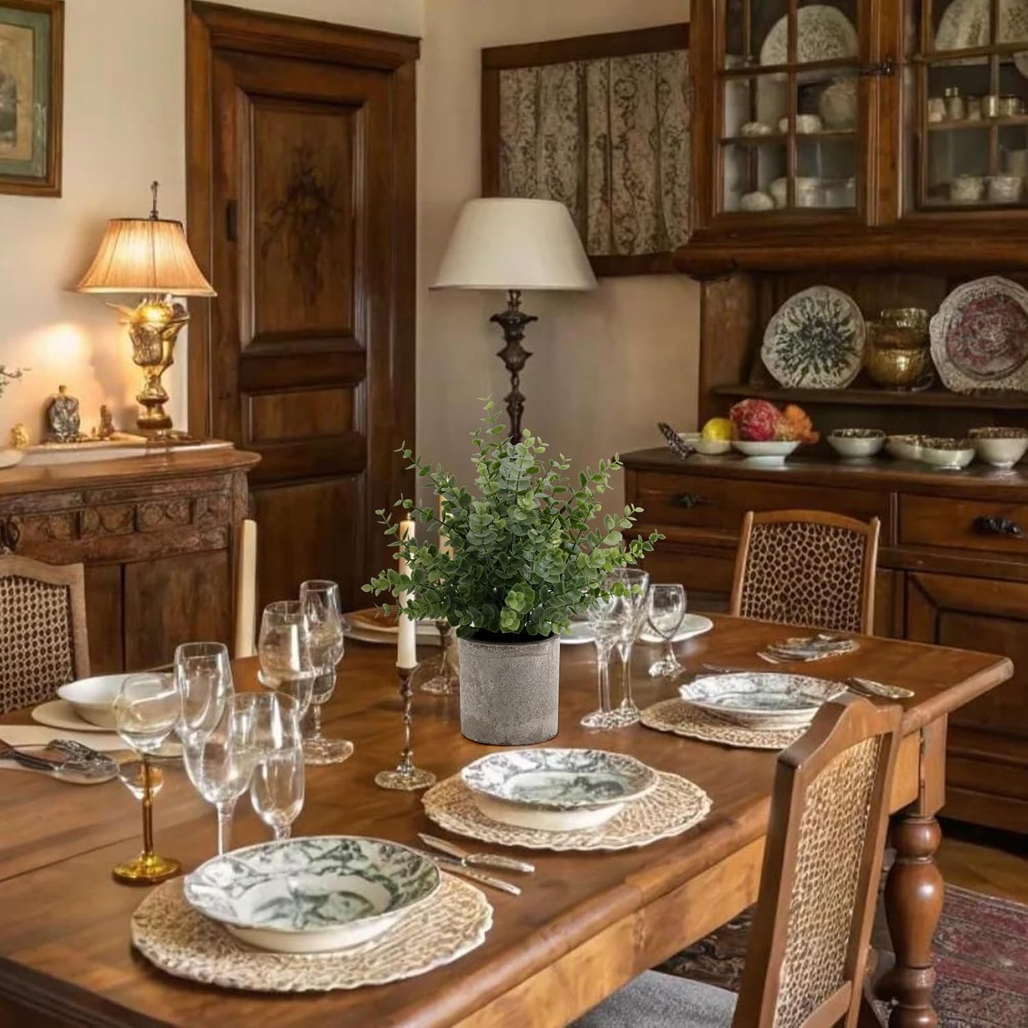 2 Pack Small Fake Plants 14" Eucalyptus Potted Artificial Plants for Shelf Desk Home Bathroom Farmhouse Room Coffee Table Decor (Sage Green-Large) - Image 5