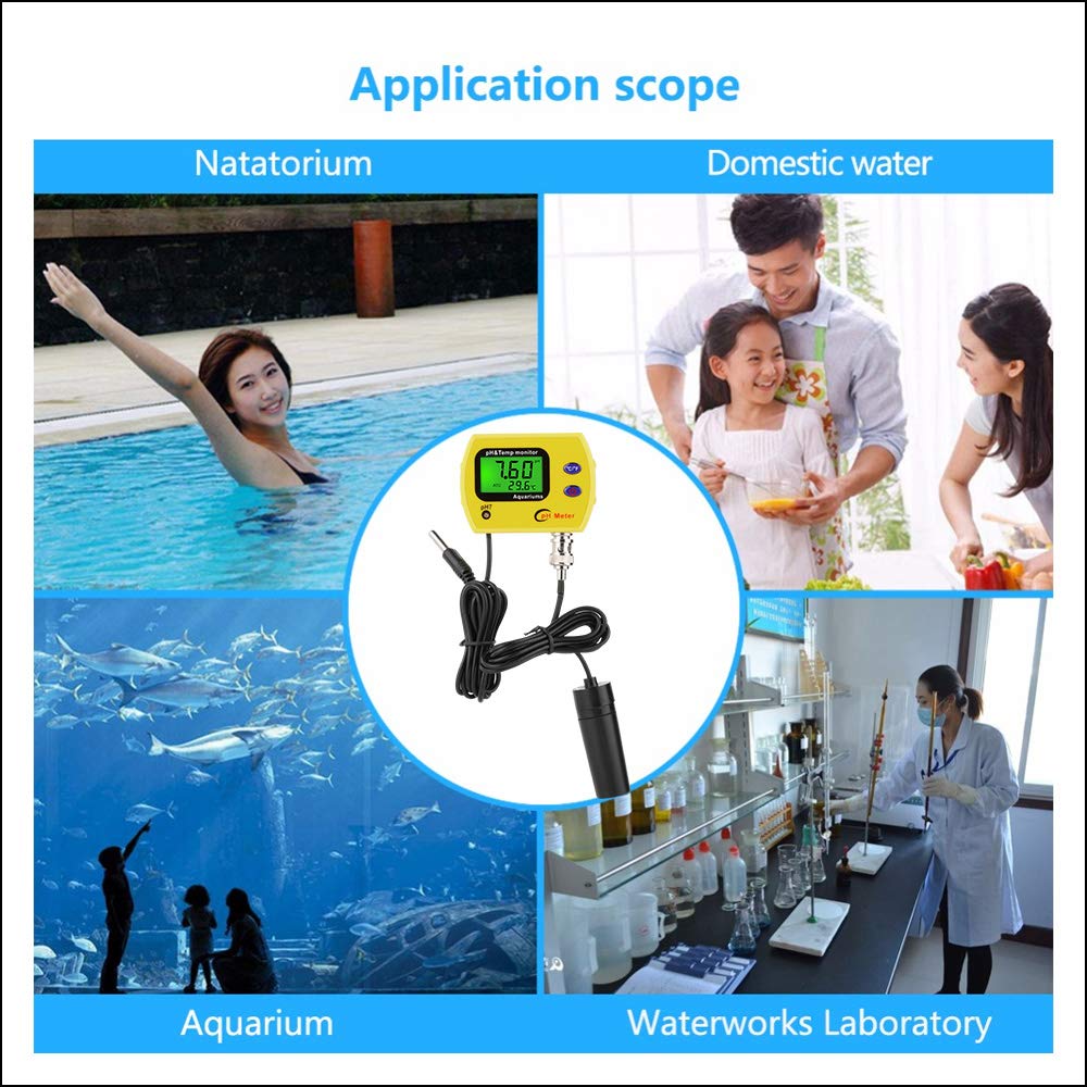 TOP-MAX LCD numérique PH mètre de haute précision portable testeur d'électrode PH et TEMP analyseur d'acidimètre d'aquarium hydroponique moniteur de qualité de l'eau