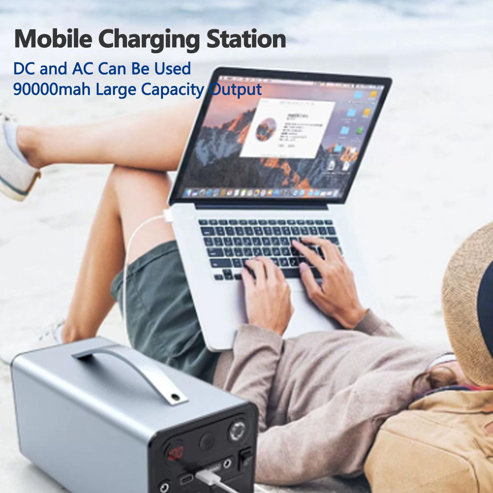 Station d'alimentation Portable 300 W 90 000 mAh avec 6 Ports pour Le Camping, Les Aventures en Plein air, Les Voyages et l'alimentation de Secours