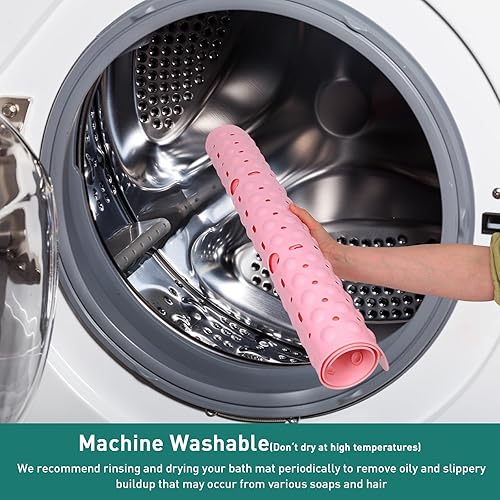 Miniatura 7 de Tapete de ducha cuadrado rosa grande antideslizante de 27 x 27 pulgadas, tapete de baño suave para suelo de ducha interior, tapete de ducha