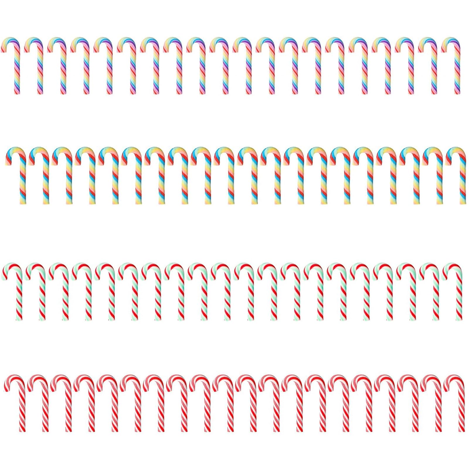 KFSCIP80 Pcs Candy Cane Decorations, Polymer Clay Rainbow No Hole Hanging Candy Cane Ornaments Small Colorful Diy Crafts Supplies Peppermint Accessories For Christmas Tree Diy Party
