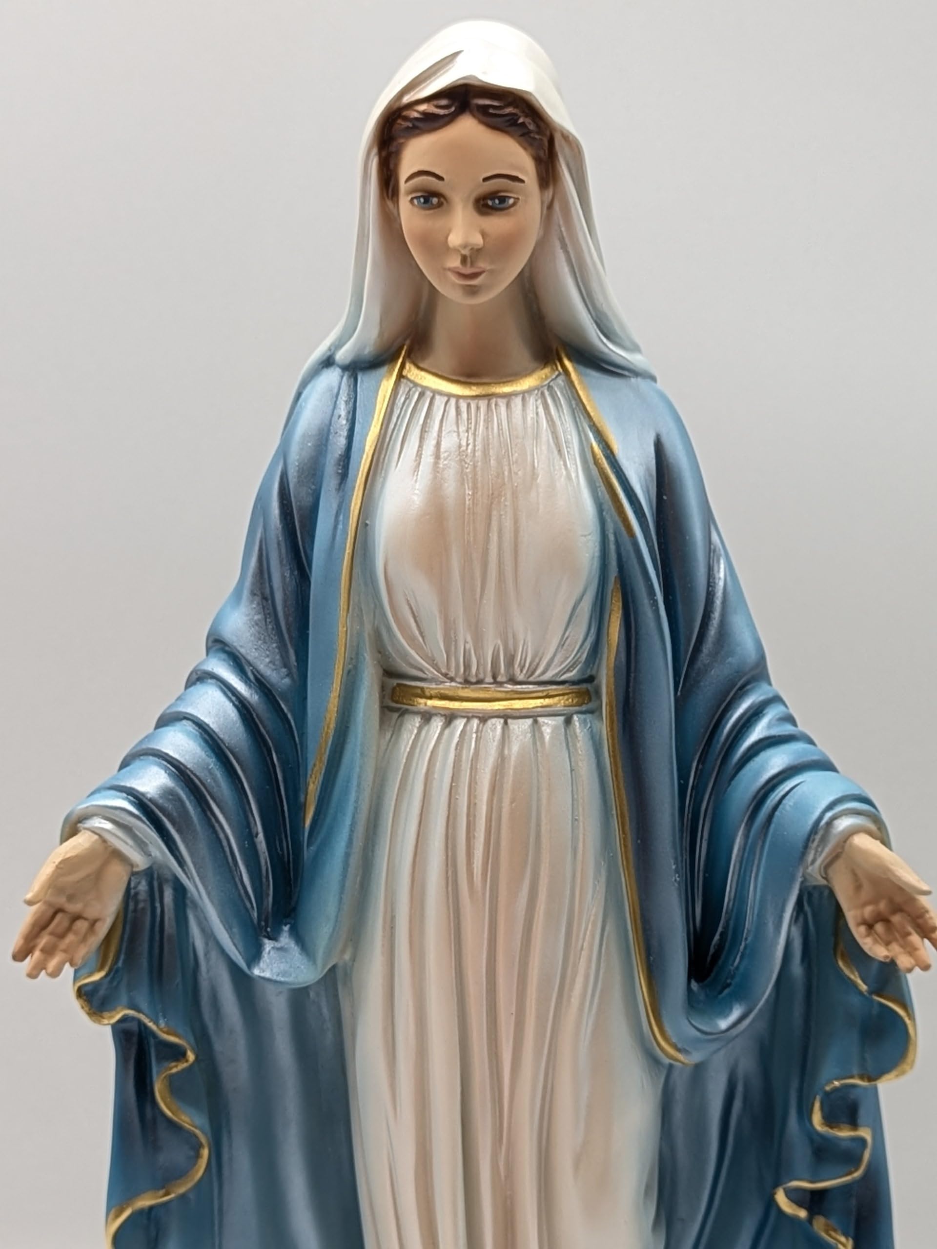 OVUNQUE PROTEGGIMI Statua Madonna Immacolata o Miracolosa in Resina, cm 40, perlata, per Interni ed Esterni, Statuetta della Madonnina Realizzata e Dipinta in Italia