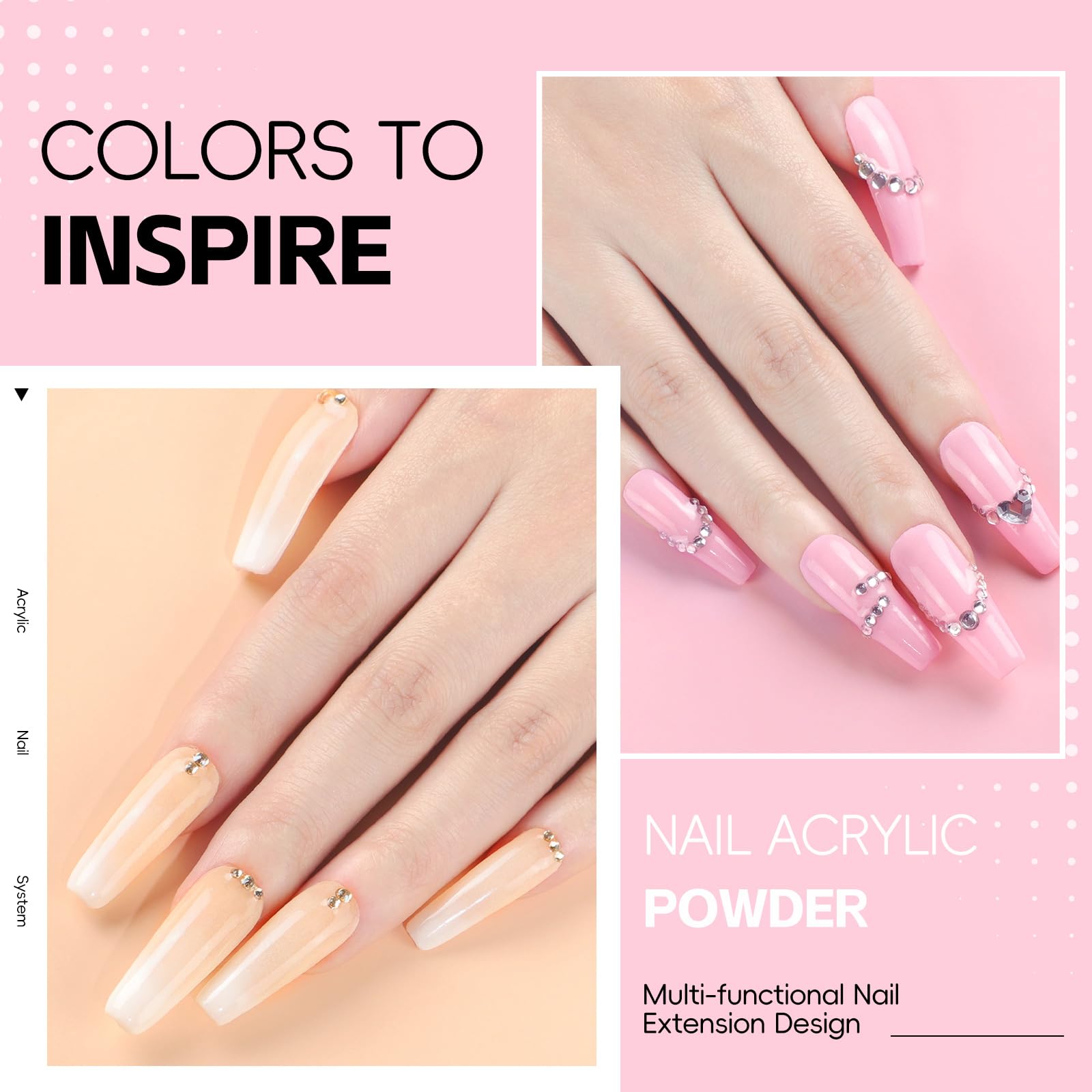 COSCELIA Kit Acrylique Ongles,3 Couleurs Nude Blanc Rose Poudre Acrylique pour Ongles 6 Couleurs Kit Faux Ongles Gel U V Complet avec Kit Lampe Vernis Semi Permanent Base Top Coat pour Débutants