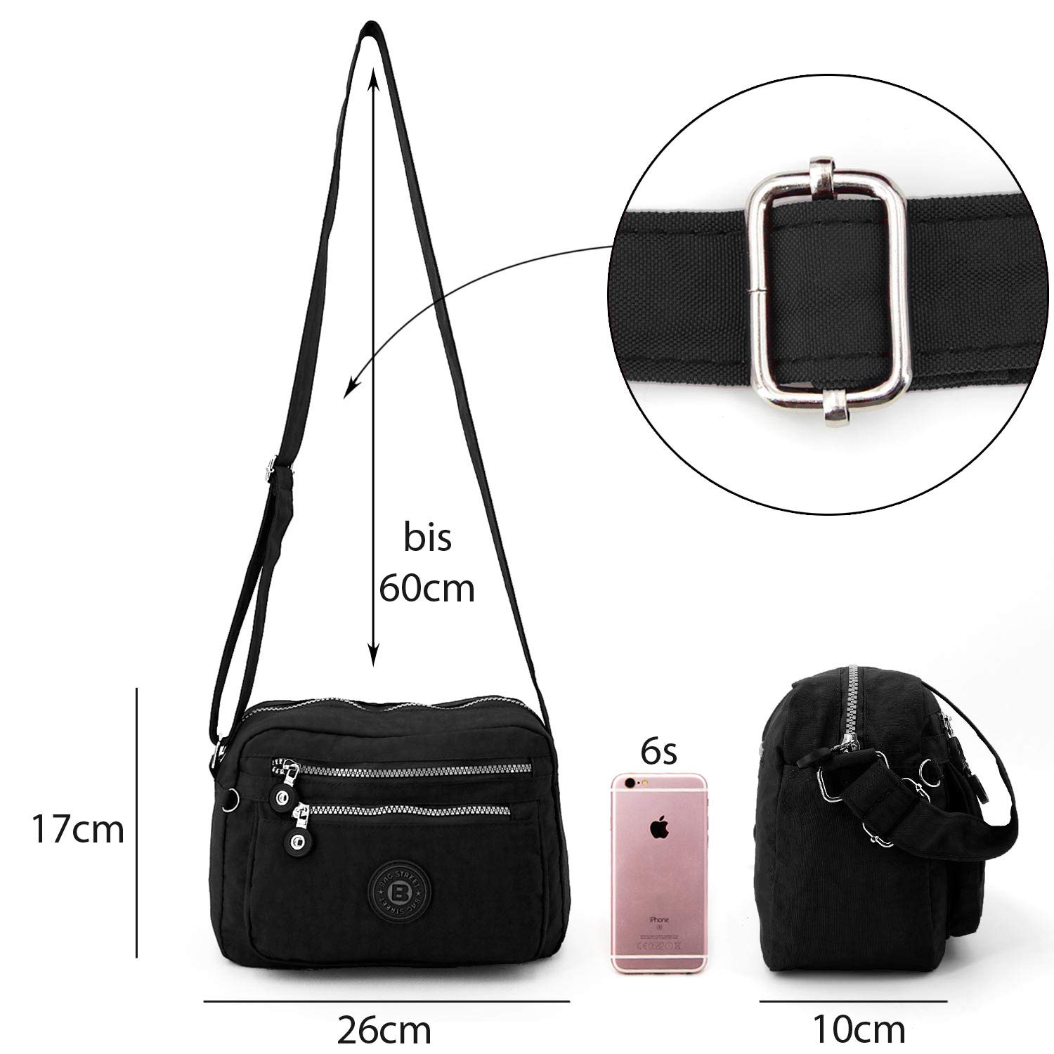 ekavale - Kleine Schultertasche aus Wasserabweisendes Nylon – Handtasche für Damen & Mädchen - Crossbody Bag - Leichte Umhängetasche