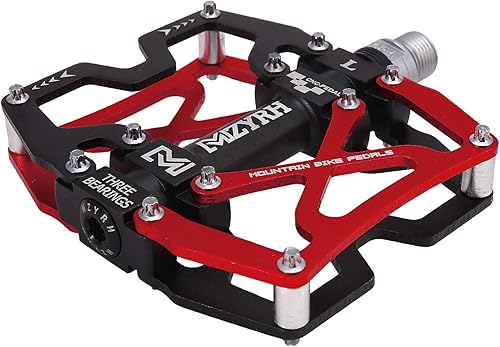 Vista 72 de MZYRH Pedales de bicicleta de montaña, ultrarresistentes, coloridos mecanizados CNC, 9/16 pulgadas, sellados con 3 pedales de rodamiento Rodamientos