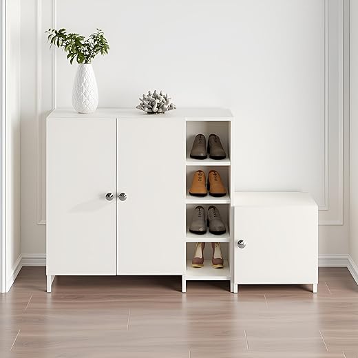 FURNEASER Fusia Wooden Shoe Rack with Seating