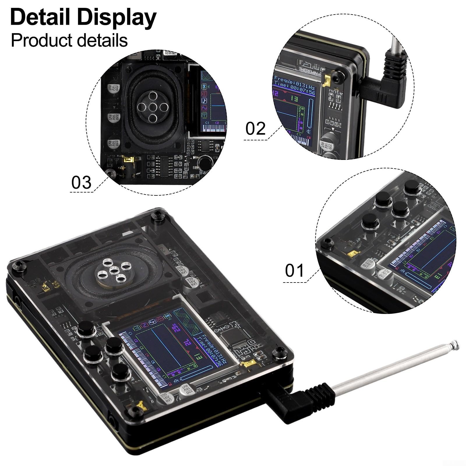 per mini strumento elettronico Theremin con schermo LCD per