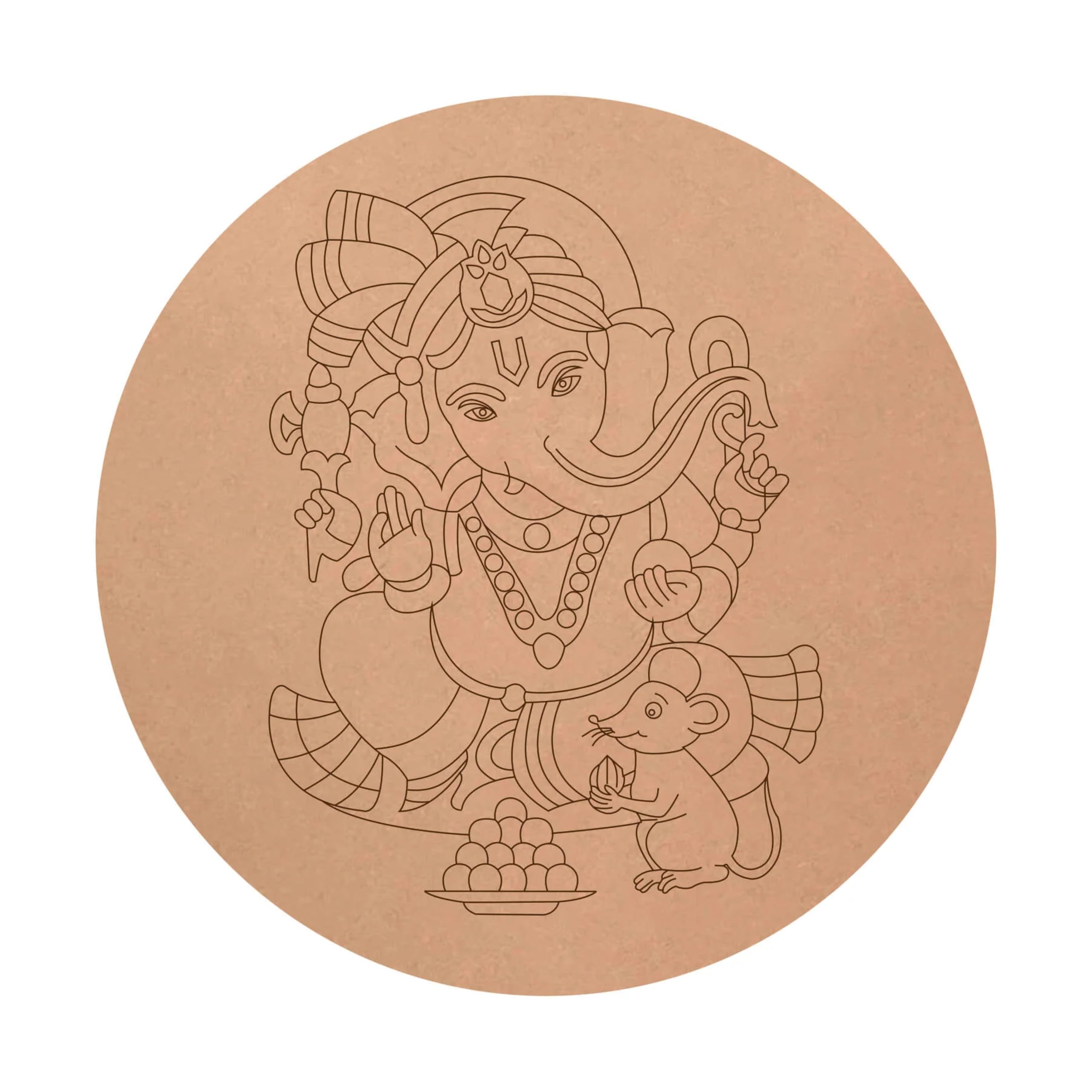 Pre-Marked Lord Ganesha DIY Drawing Board, 20.32 cm (8 inch) Round, 3.2 mm Thickness-image-36