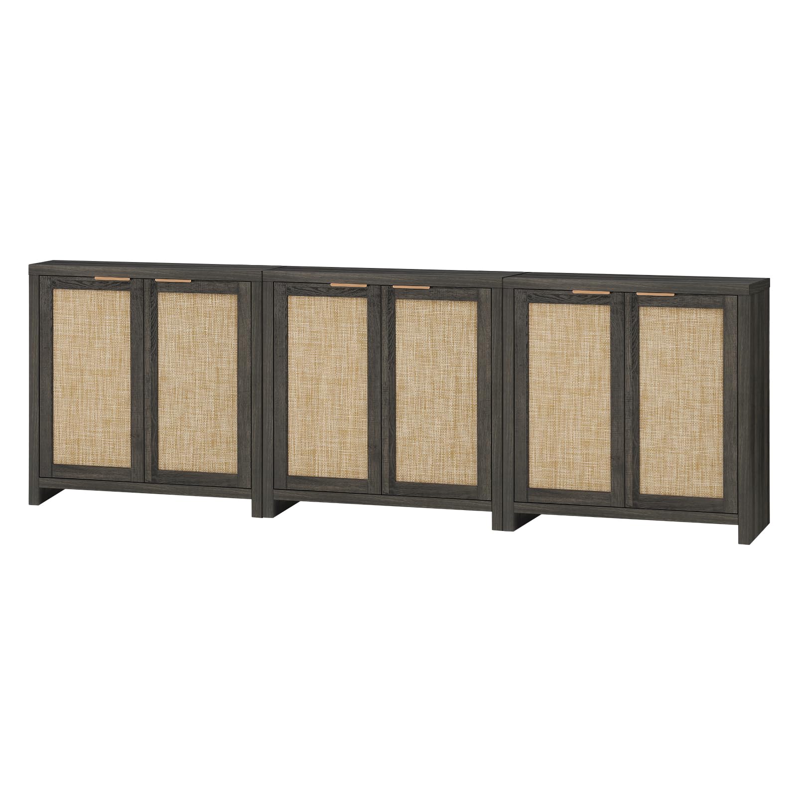 OAKHAM HOME Hampstead Storage Sideboard Cabinet with Rattan Doors and Adjustable Shelves, Buffet Kitchen Cabinet Cupboard Console for Living Room, Set