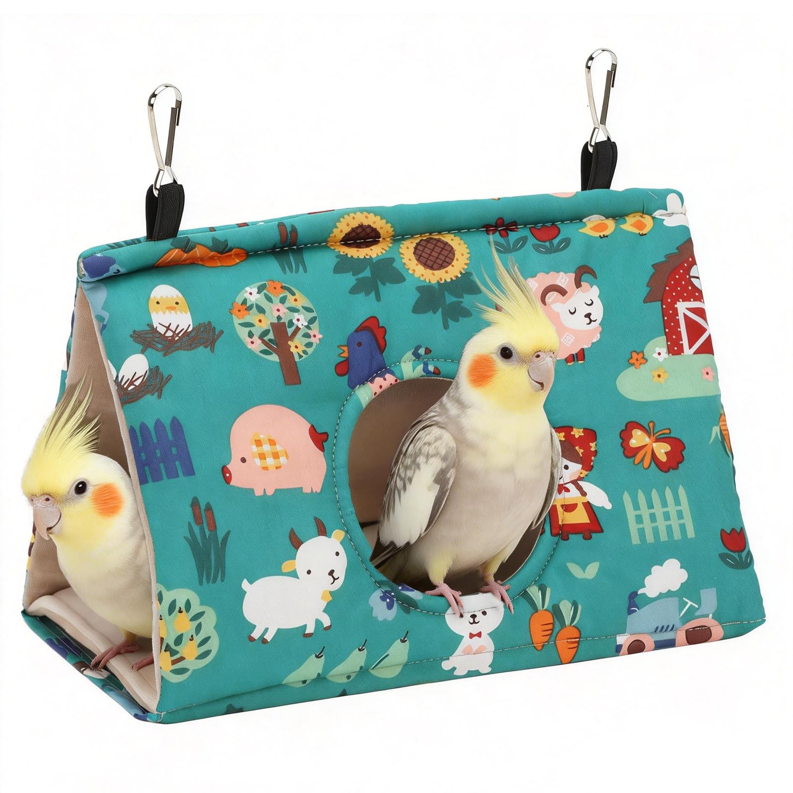 Rypet Bird Nest House, Bird Bed for Cage, Hanging Hammock Bird Hut,Forest M