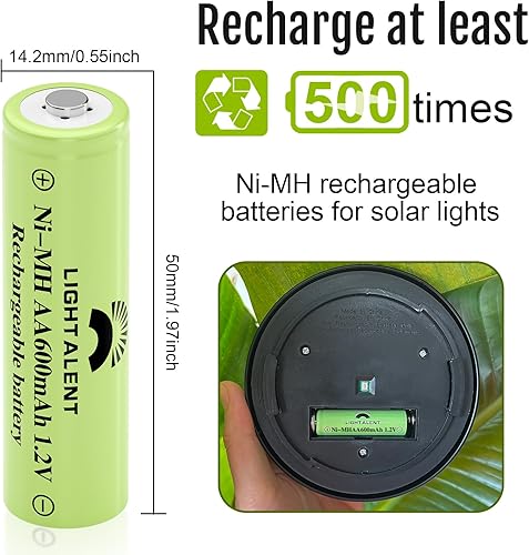Miniatura 5 de Ni-MH - Baterías recargables AA doble A alta capacidad 12 V precargadas para luces solares de jardinería luces de cadena controles remotos ratones