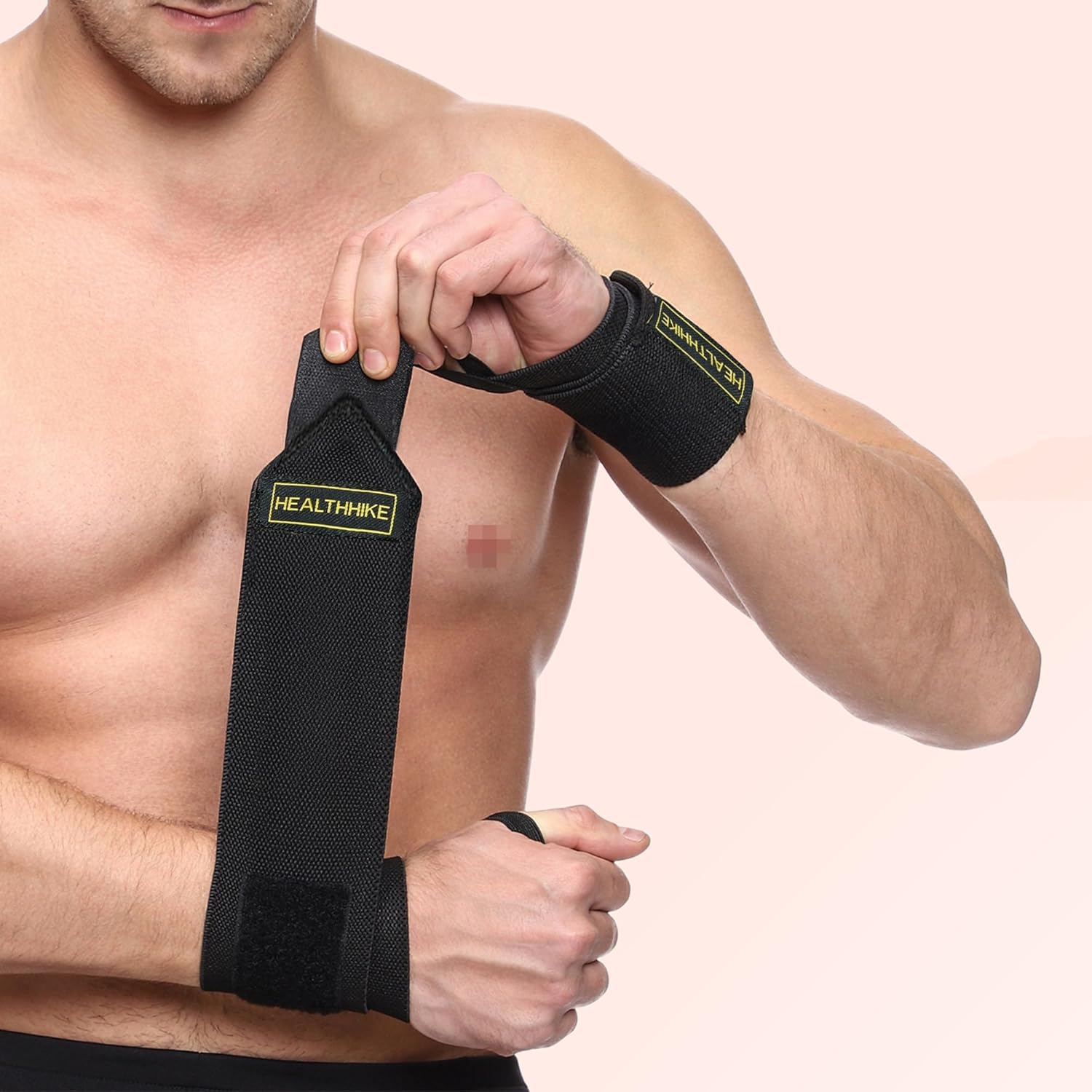 HealthHike Wrist Supporter for Gym with Adjustable Strap & Thumb Loop | Cotton Wrist Support | Wrist Band for Men Gym Workout Injury Protection for Men & Women