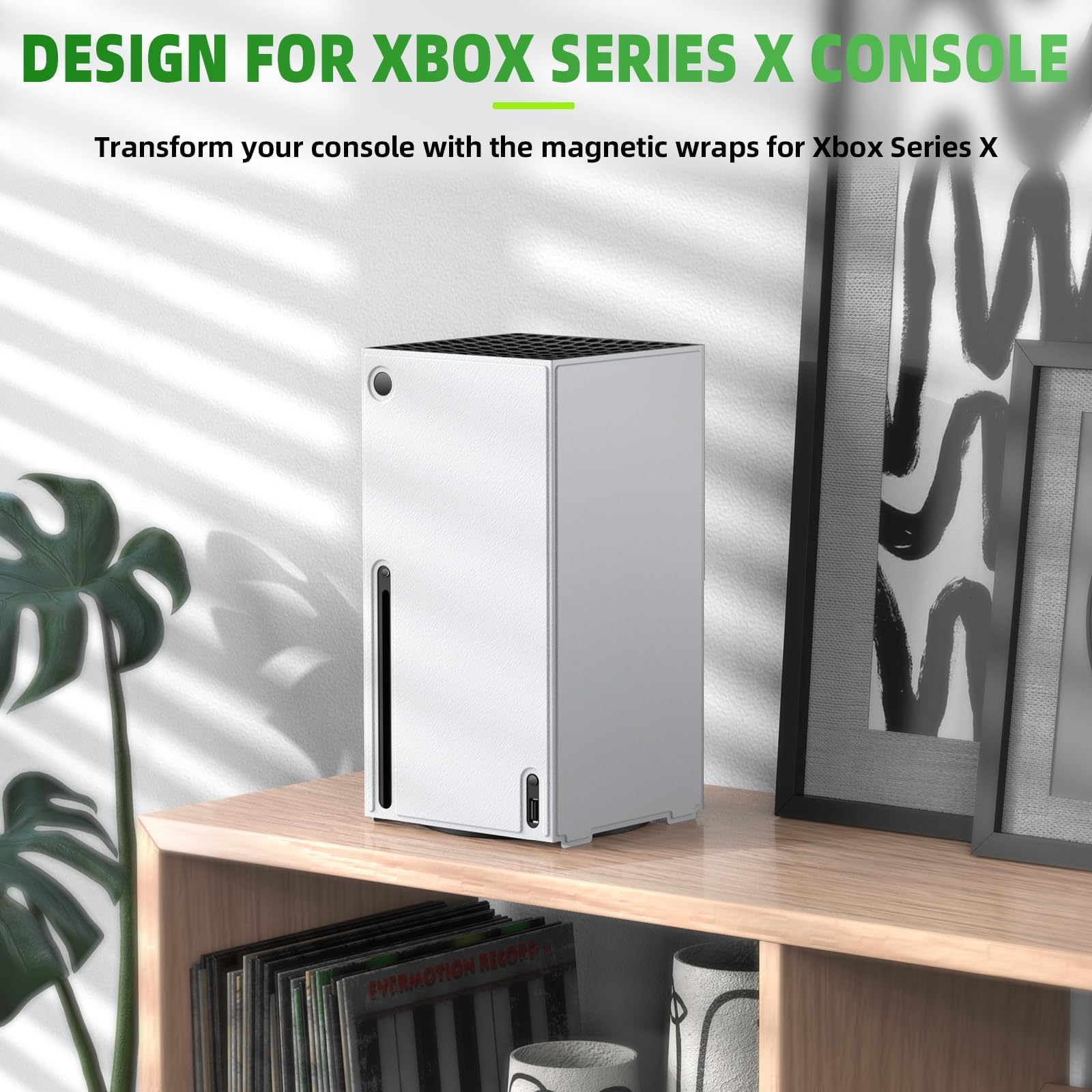 Custodia protettiva magnetica per console Xbox Series X Smart Wrap Custodia protettiva completa in pelle PU di alta qualità Fodera interna morbida accessorio per console bianca