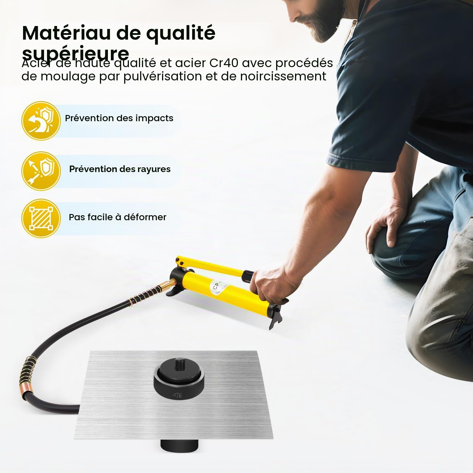 Perforatrice hydraulique 15 tons - 16-101 mm - Pour perforations hydrauliques - Pompe hydraulique - Kit d'outils de fabrication de cylindres