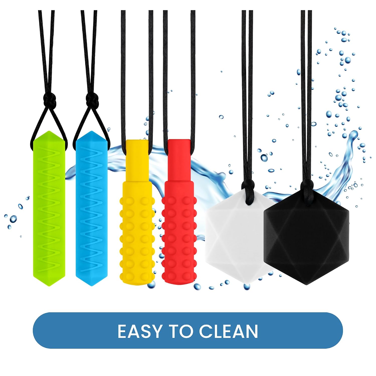 Sensory Chewy Necklaces, Silicone Oral Motor Aids Sensory Chew Necklace for Kids with Austim, ADHD, Anxiety or Special Needs
