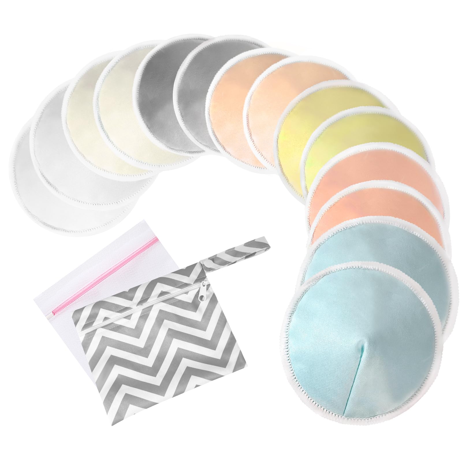 Oiomniv Bio Wiederverwendbare Stilleinlagen 14er Pack, Waschbare Stillpads aus Bambus-Viskose, Weich & Saugstark, Hautfreundlich & Nachhaltig, Mit Wäschesack & Reisebeutel für Stillzeit & Milchlecks