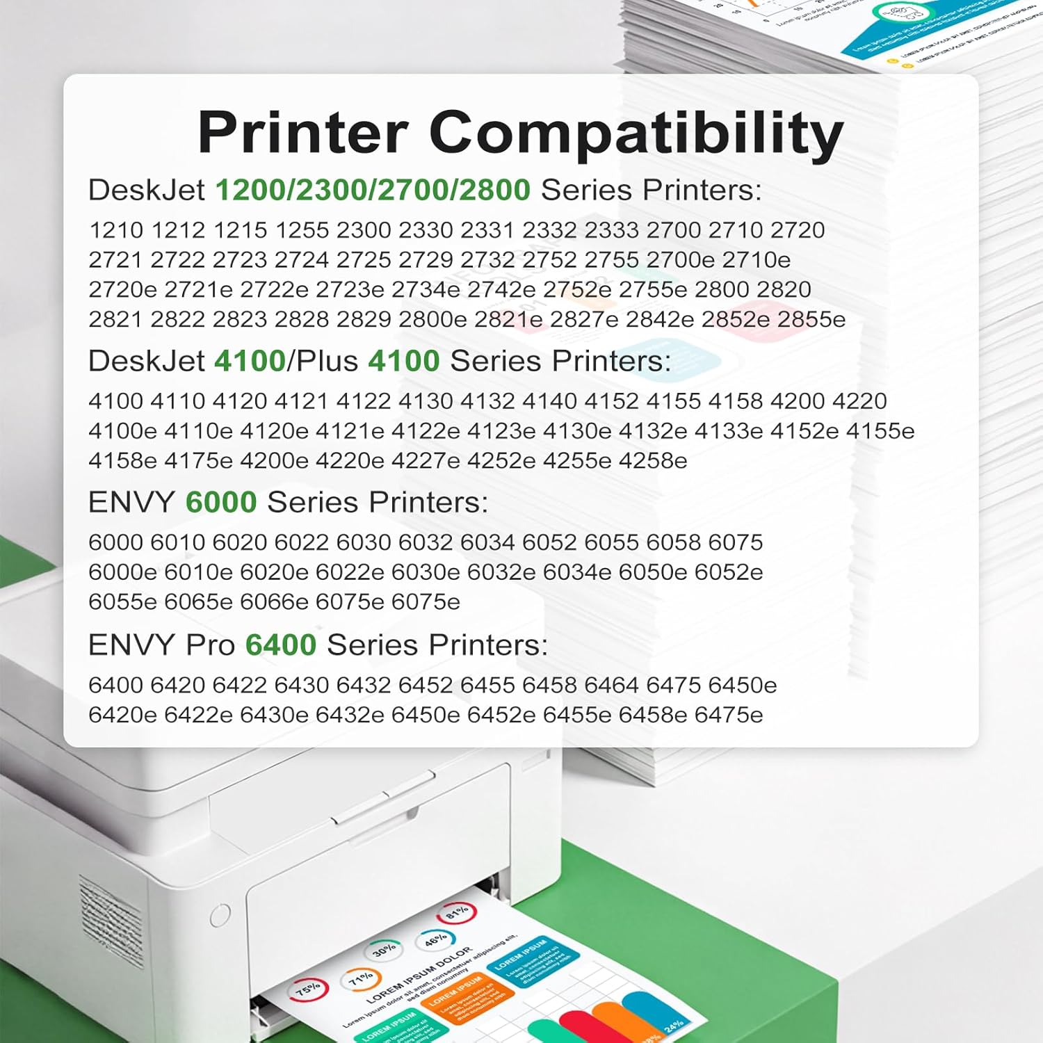 67XL Ink Cartridge Black Color Combo Pack Replacement for HP 67 HP67 XL HP67XL for 2700 2700e 4100 6400 4155e 2755e 6000 2855e 2827e 2752e 4100e 6458 6455e 4152 6055e 6052e... - Image 2